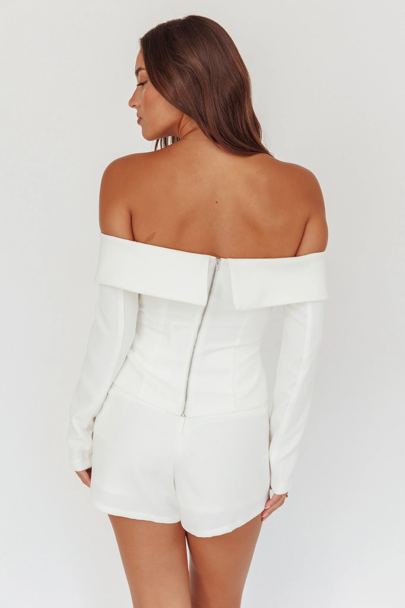 Adalis High Waist Wrap Front Shorts Off White - Image 3