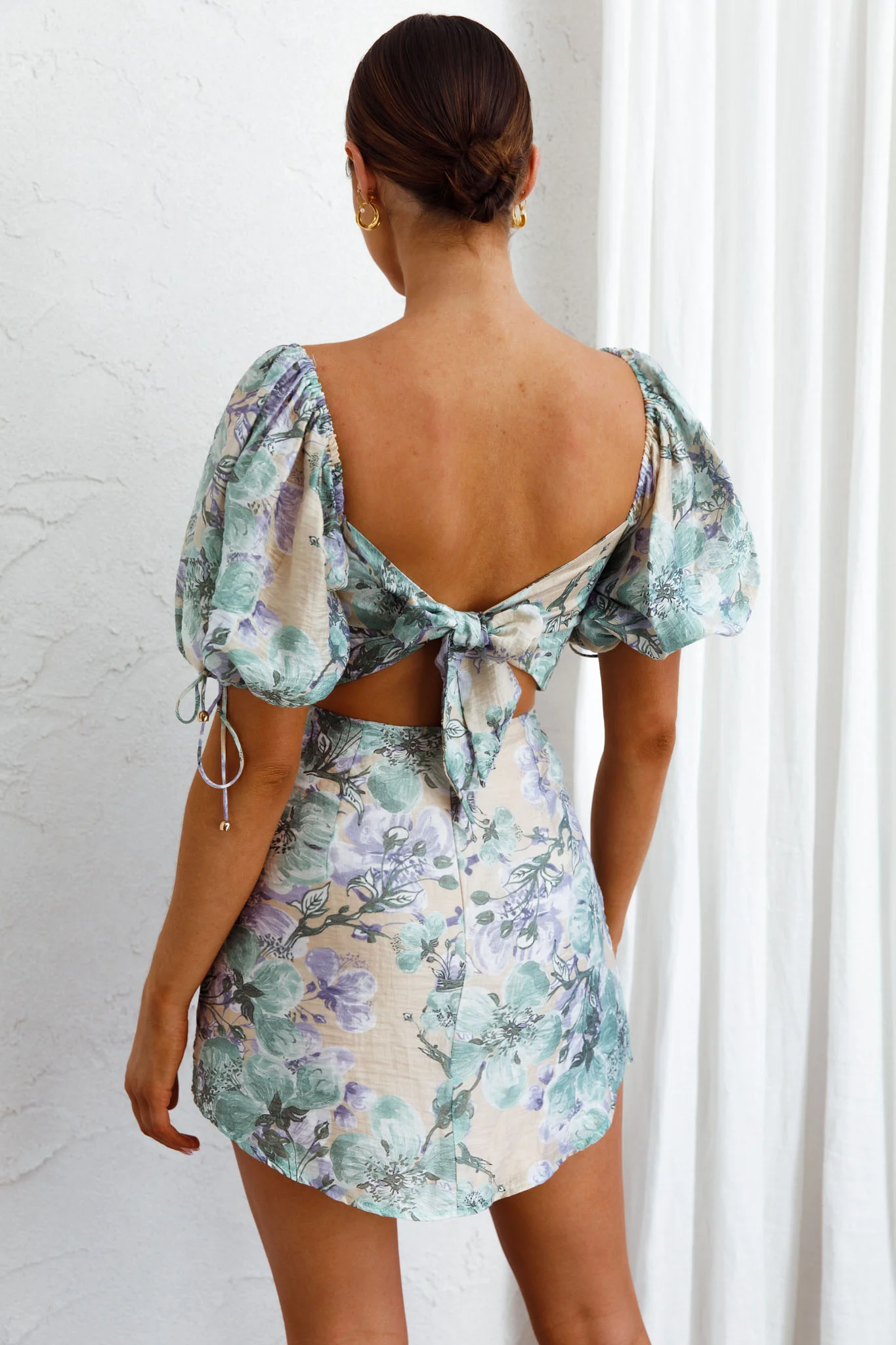 Addicted To Love Pleated Bust Dress Floral Purple/Beige - Image 7