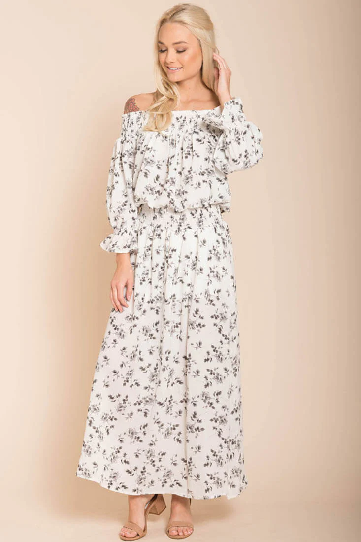 Aiyana High Slit Floral Maxi Dress White - Image 4