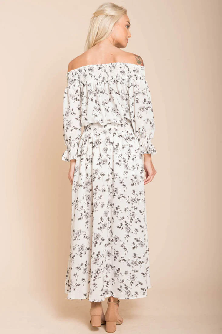 Aiyana High Slit Floral Maxi Dress White - Image 5