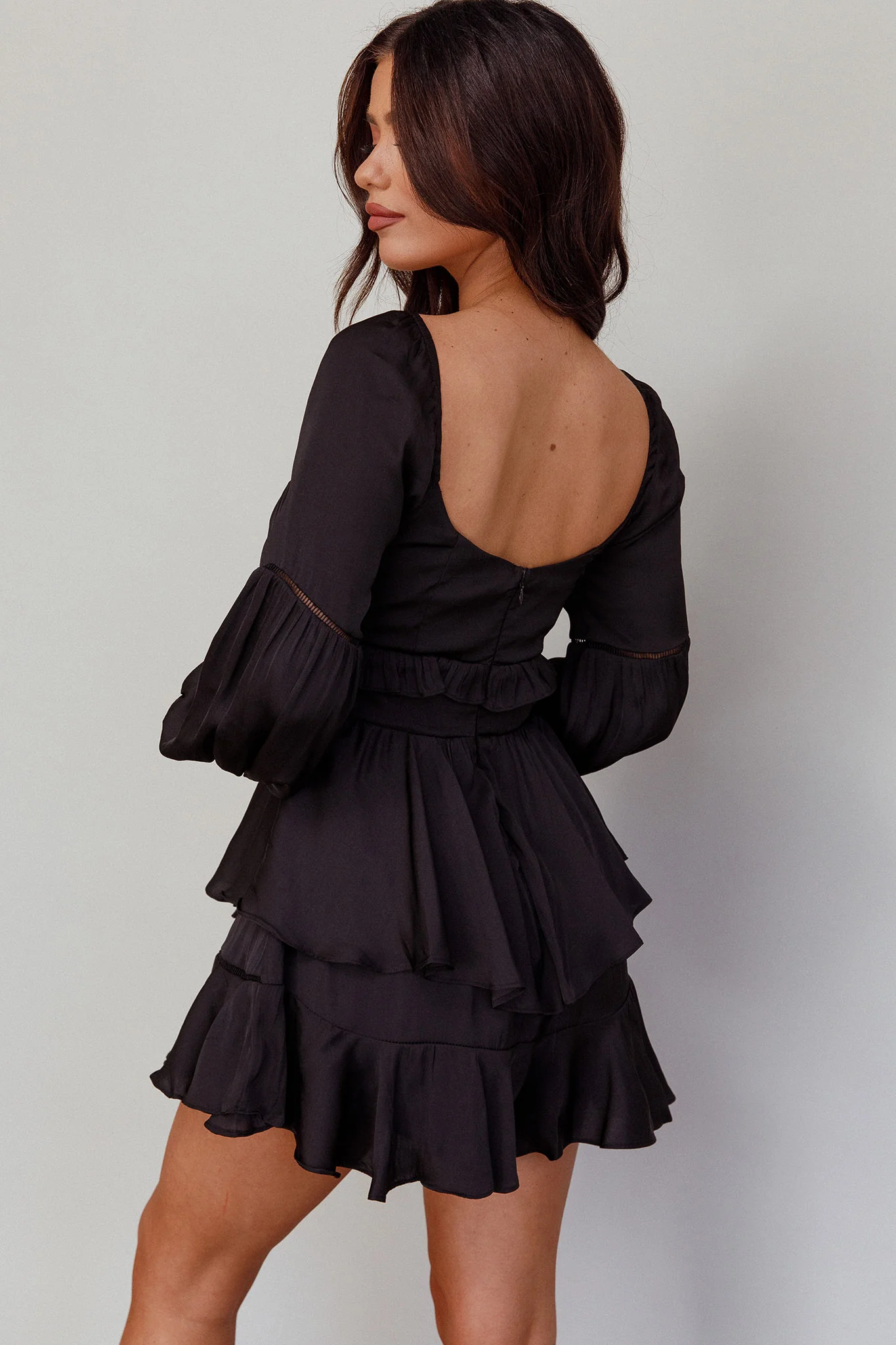 Alabama Long Sleeve Satin Romper Black - Image 2