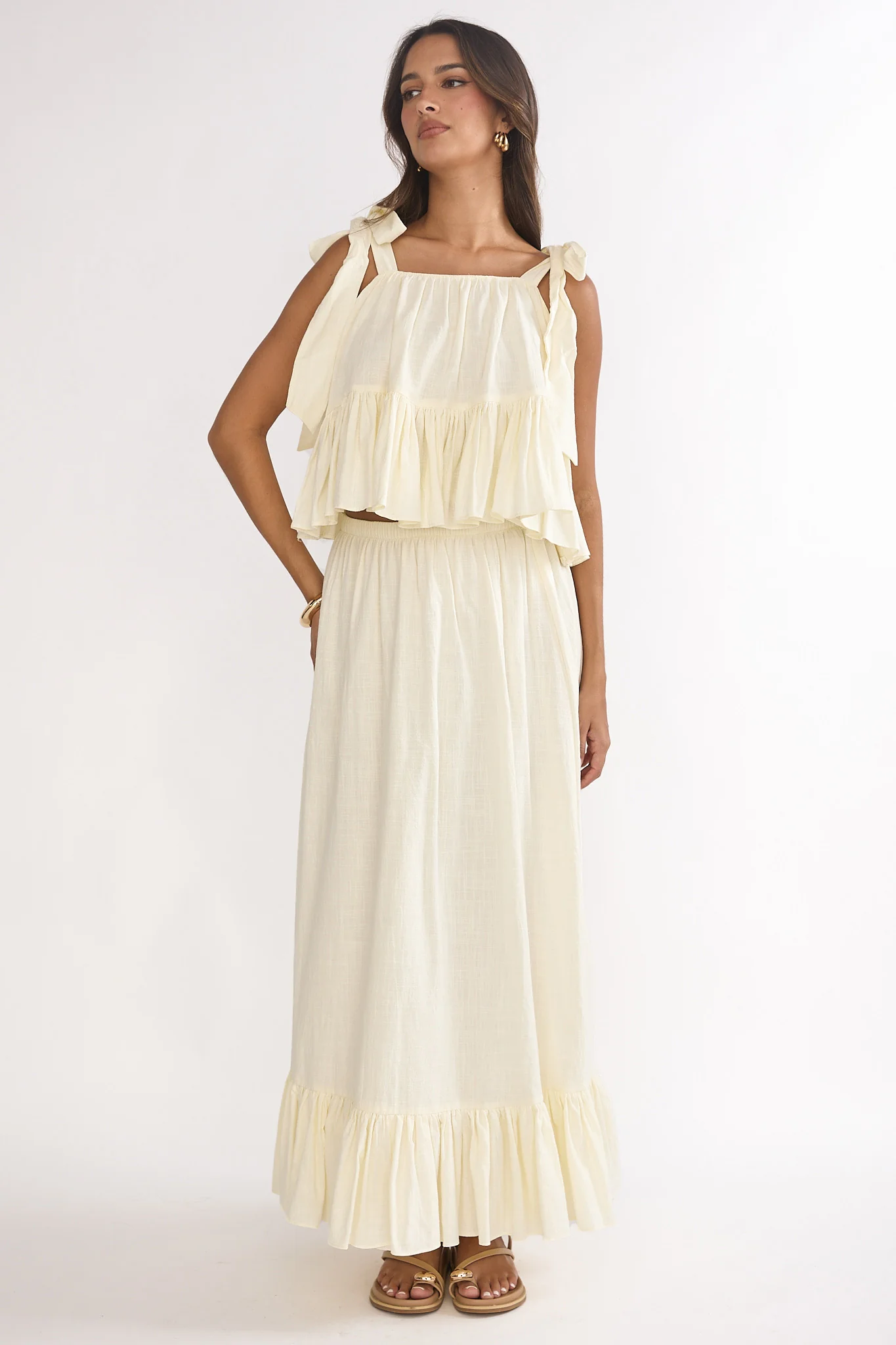 Alera Frill Hem Maxi Skirt Vanilla - Image 2