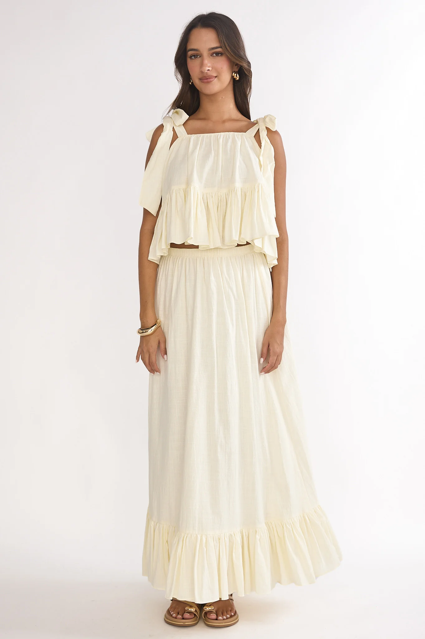 Alera Tied Shoulder Top Vanilla - Image 2