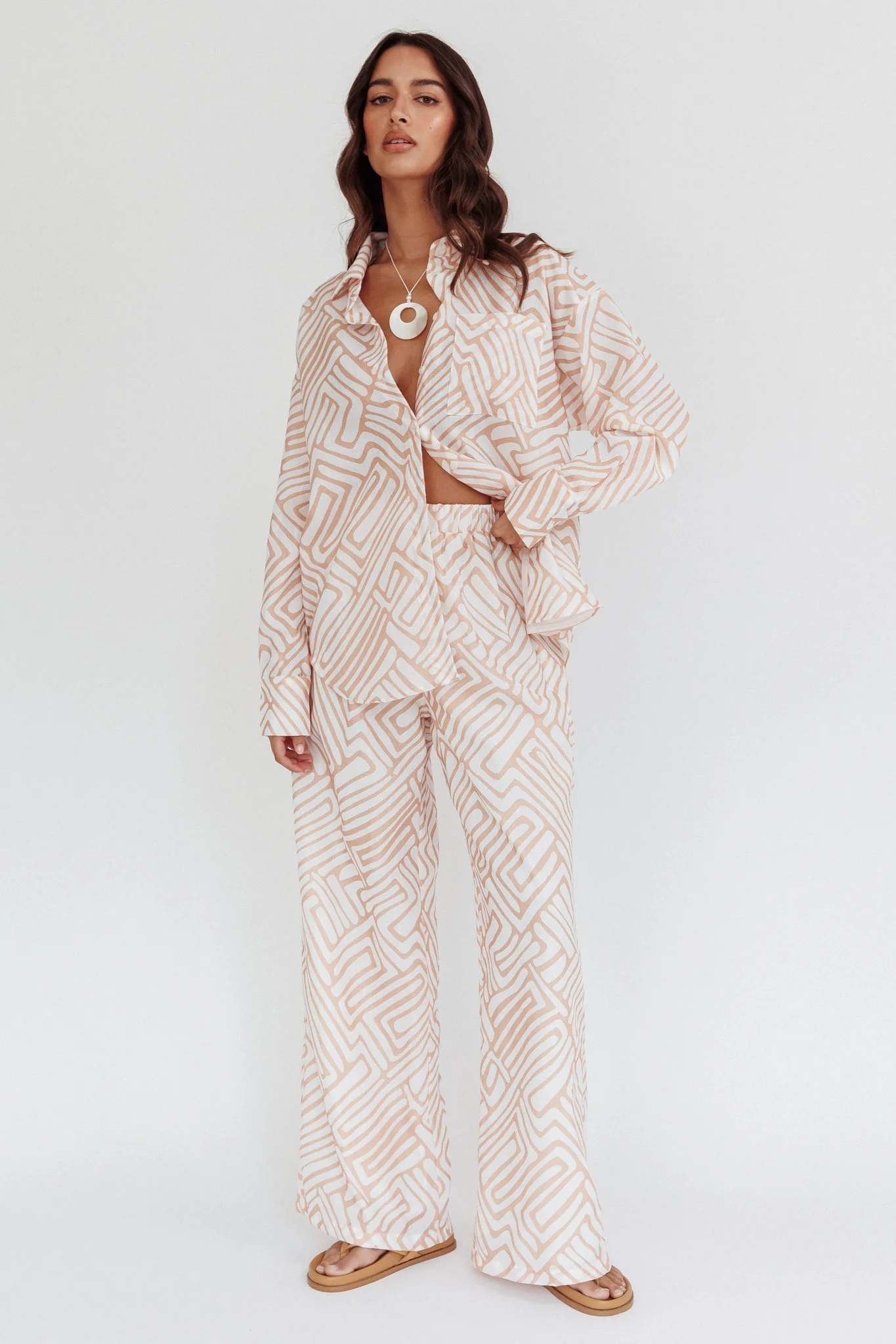 Alex Long Sleeve Shirt Print Peach - Image 4