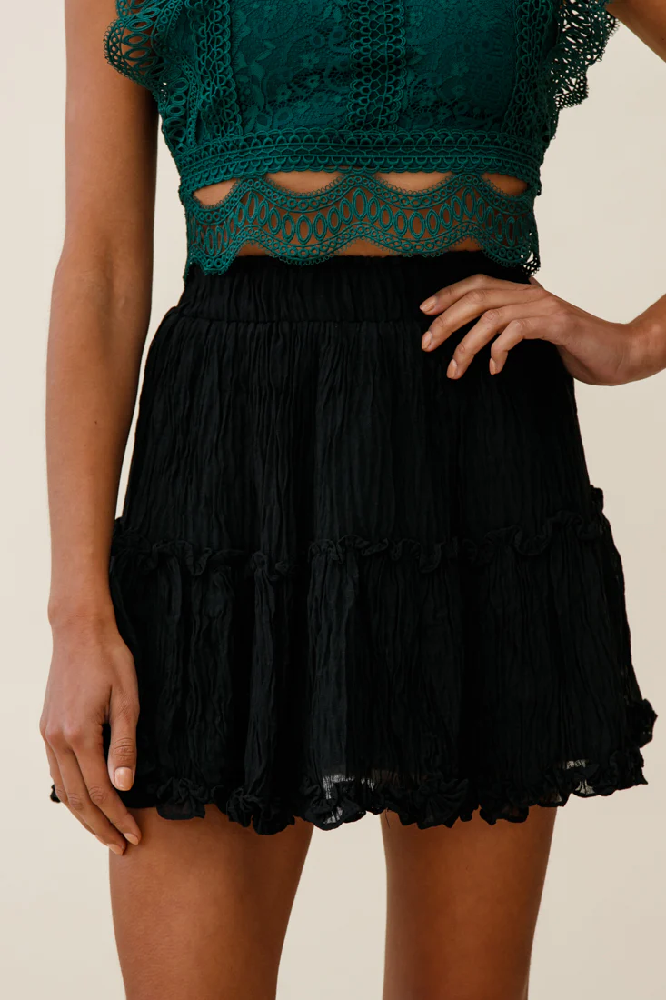 Alexi Mini Skirt Frill Trim Black - Image 5