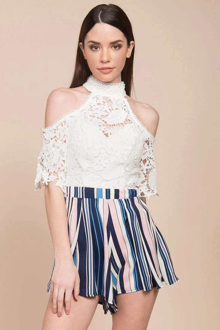 Alia Halter Top Romper White - Image 2