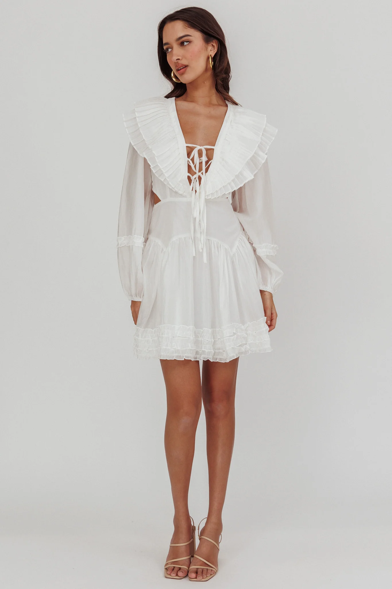 Alive Pleated Sailor Collar Mini Dress White - Image 4