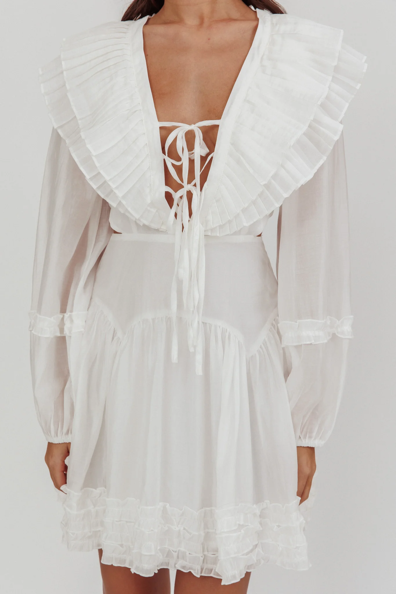 Alive Pleated Sailor Collar Mini Dress White - Image 5