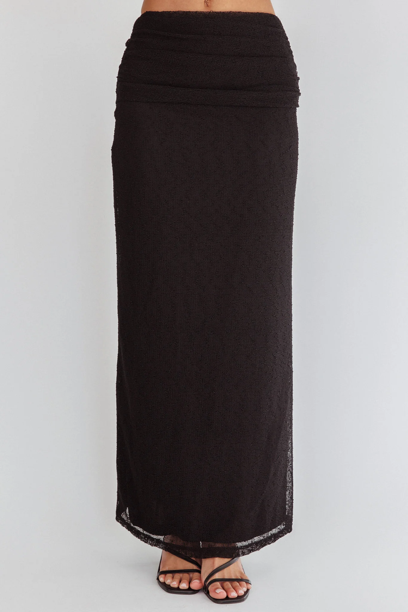Alivya Ruched Side Maxi Skirt Black - Image 3