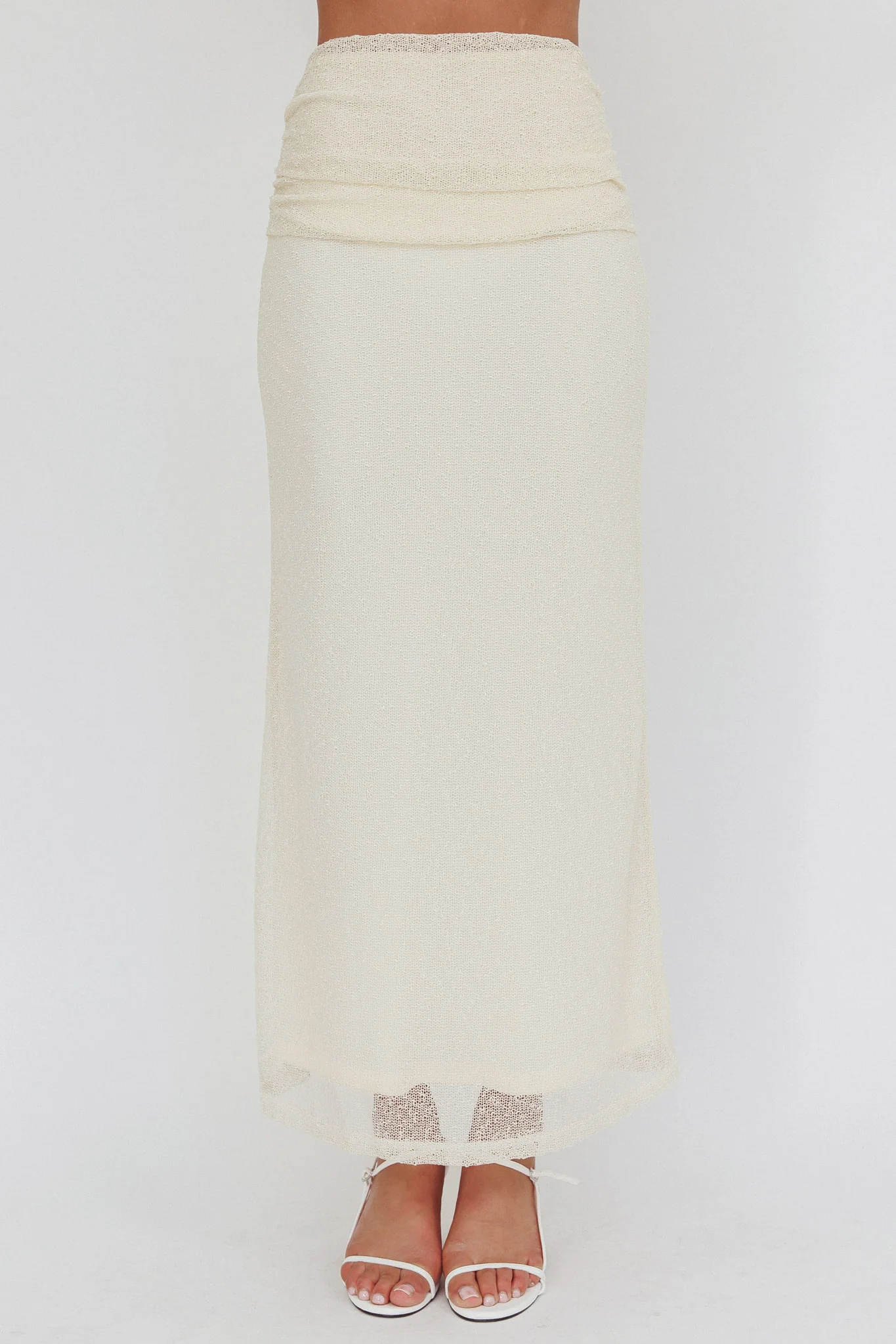 Alivya Ruched Side Maxi Skirt Butter - Image 3
