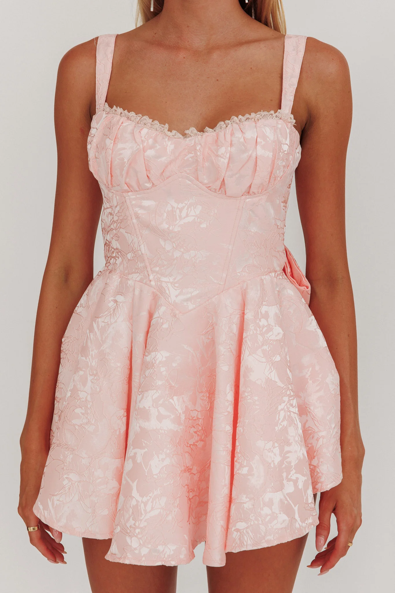 All To You Jacquard Bow Romper Pink - Image 4