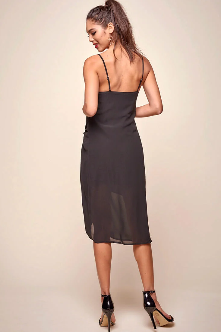 Allyson Waist Tie Slip Dress Black - Image 5