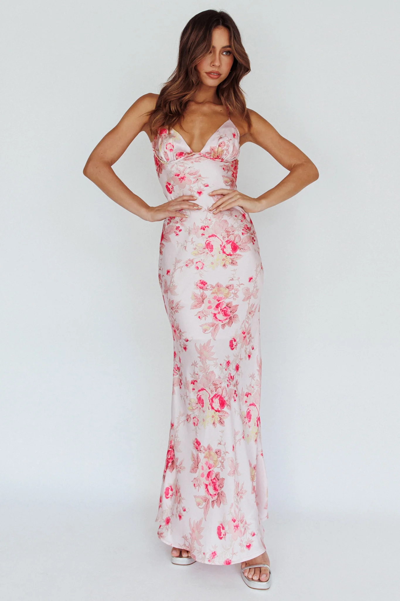 Alora Tie-Up Back Maxi Dress Floral Pink - Image 5