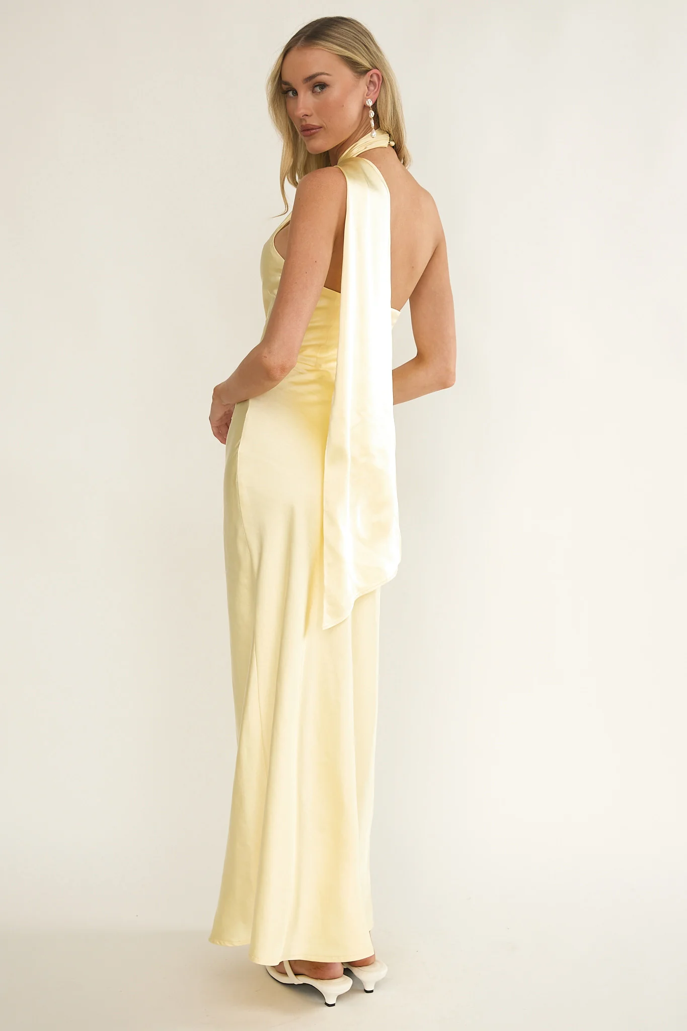 Alvara Crossover Halterneck Maxi Dress Butter - Image 2