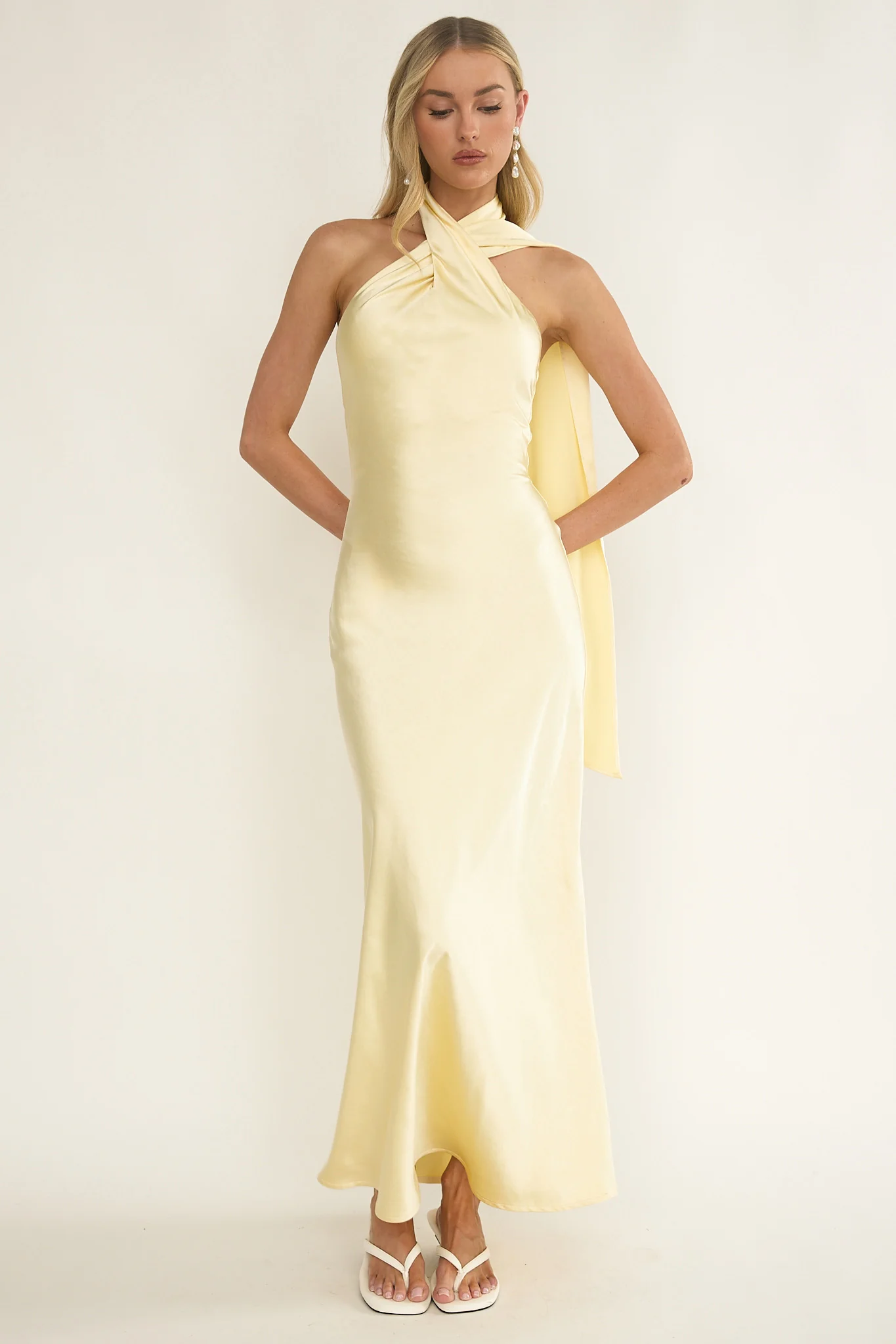 Alvara Crossover Halterneck Maxi Dress Butter - Image 5