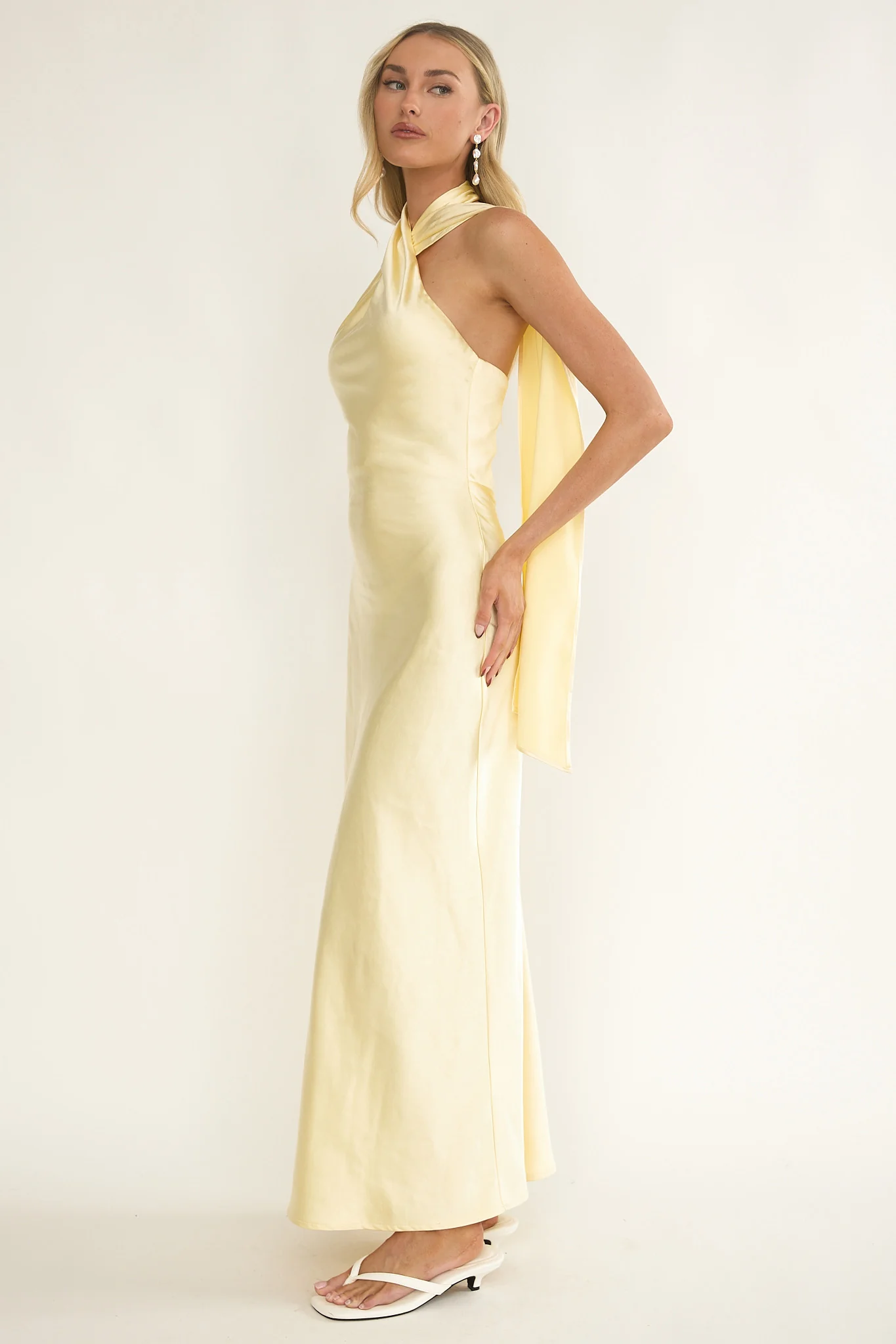 Alvara Crossover Halterneck Maxi Dress Butter - Image 6