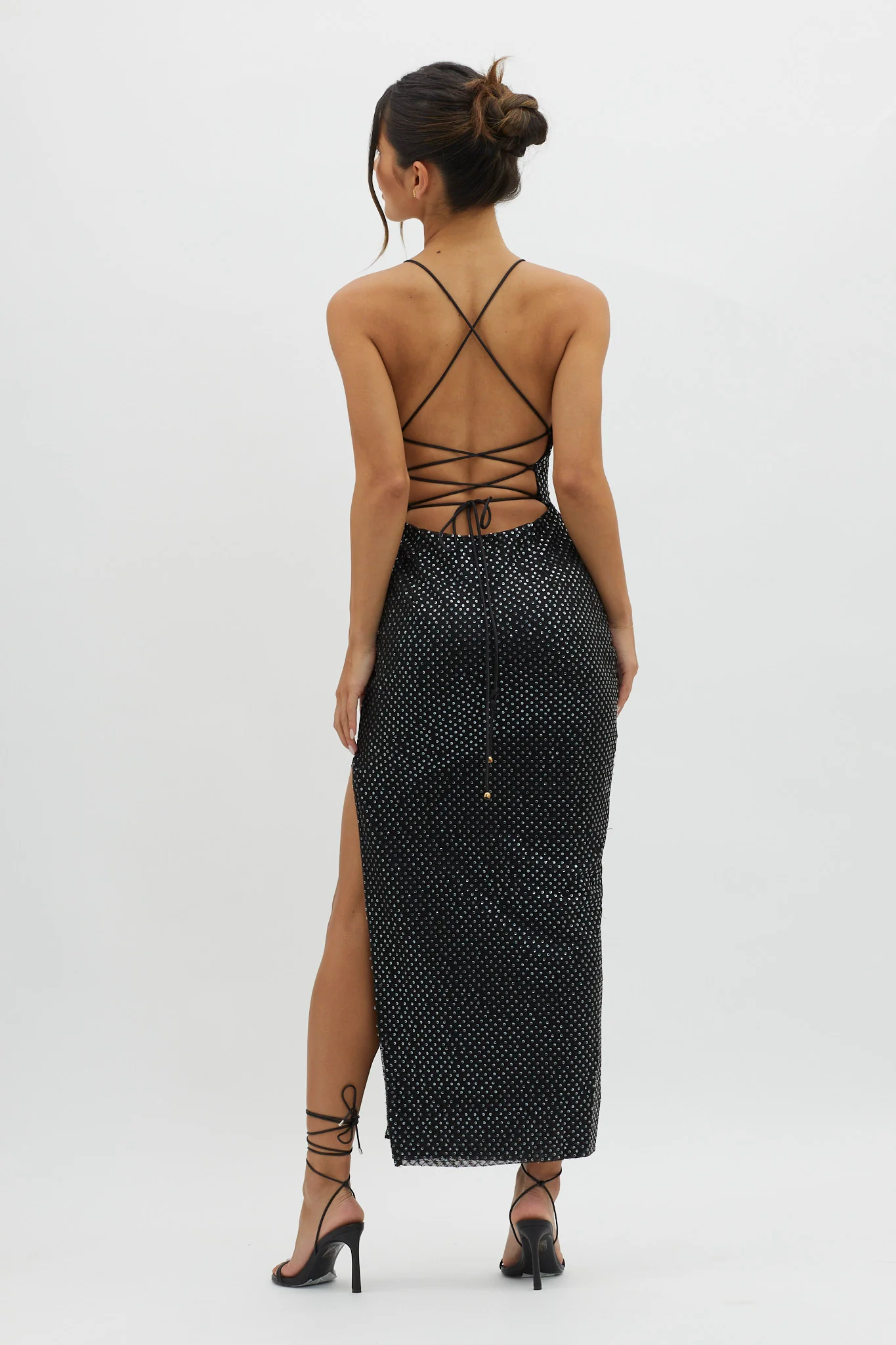 Alysia Plunging Halterneck Maxi Dress Black - Image 3
