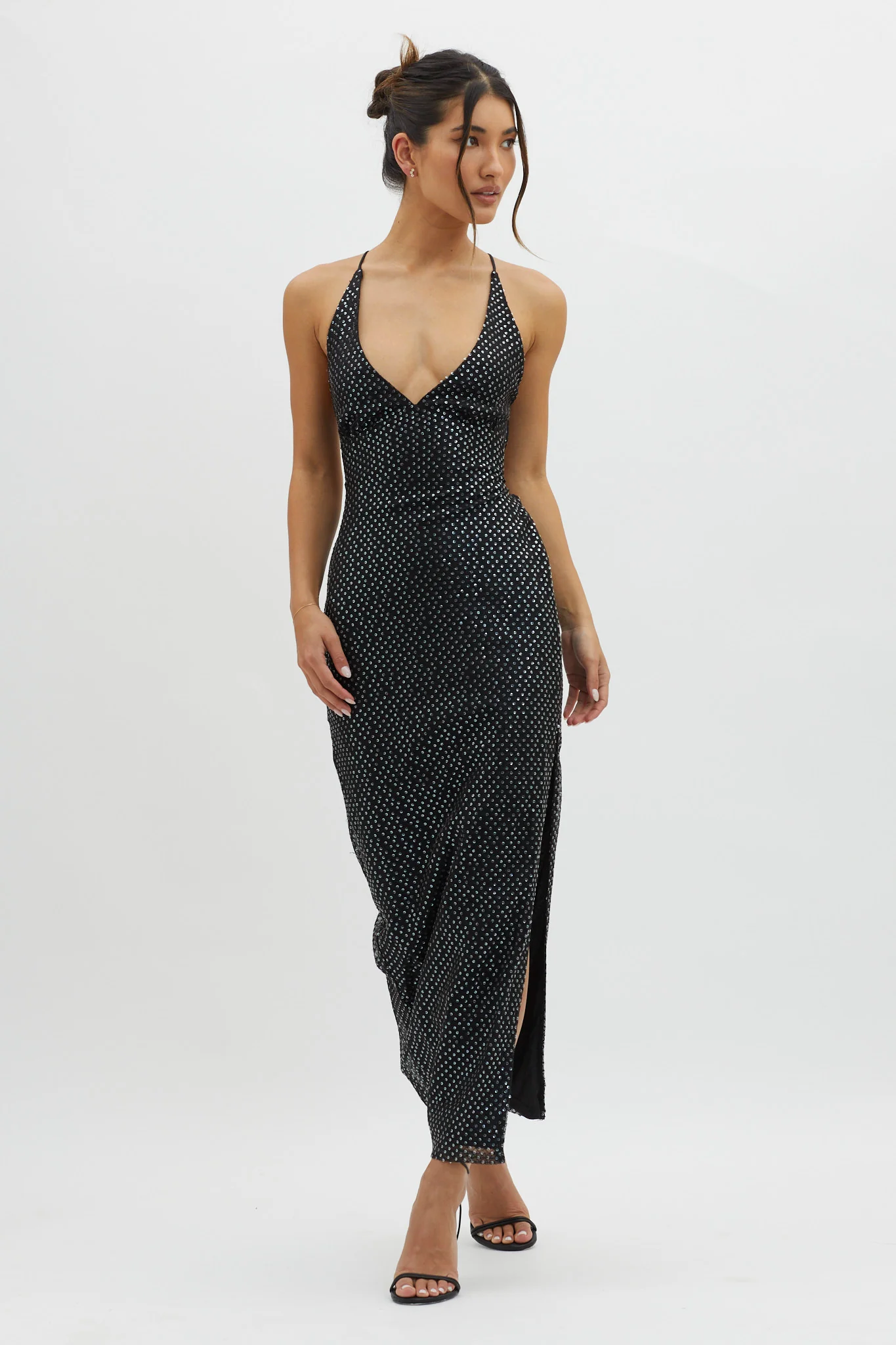 Alysia Plunging Halterneck Maxi Dress Black - Image 5