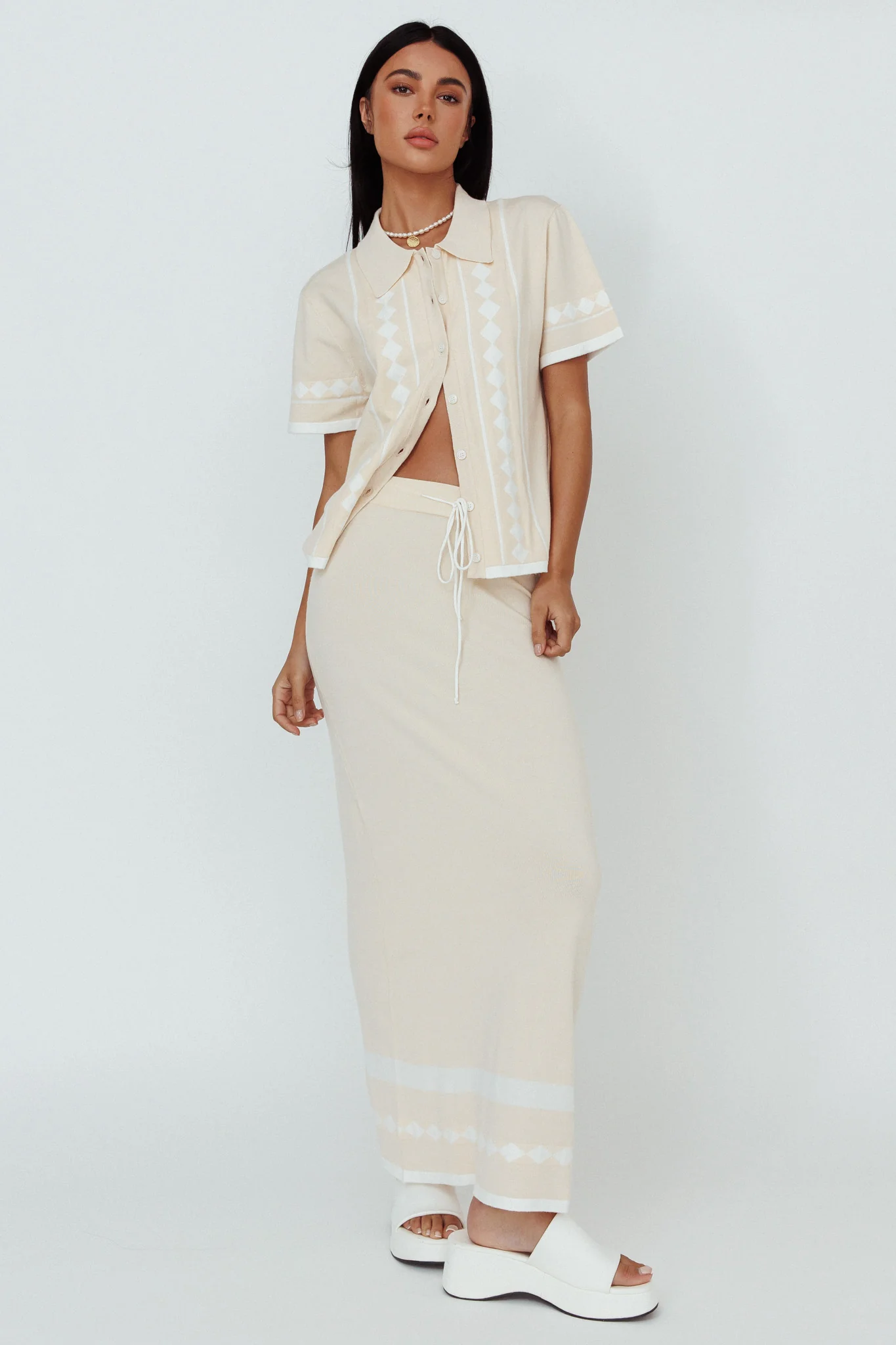 Amalfi Sun Knit Button-Up Shirt Sand - Image 3