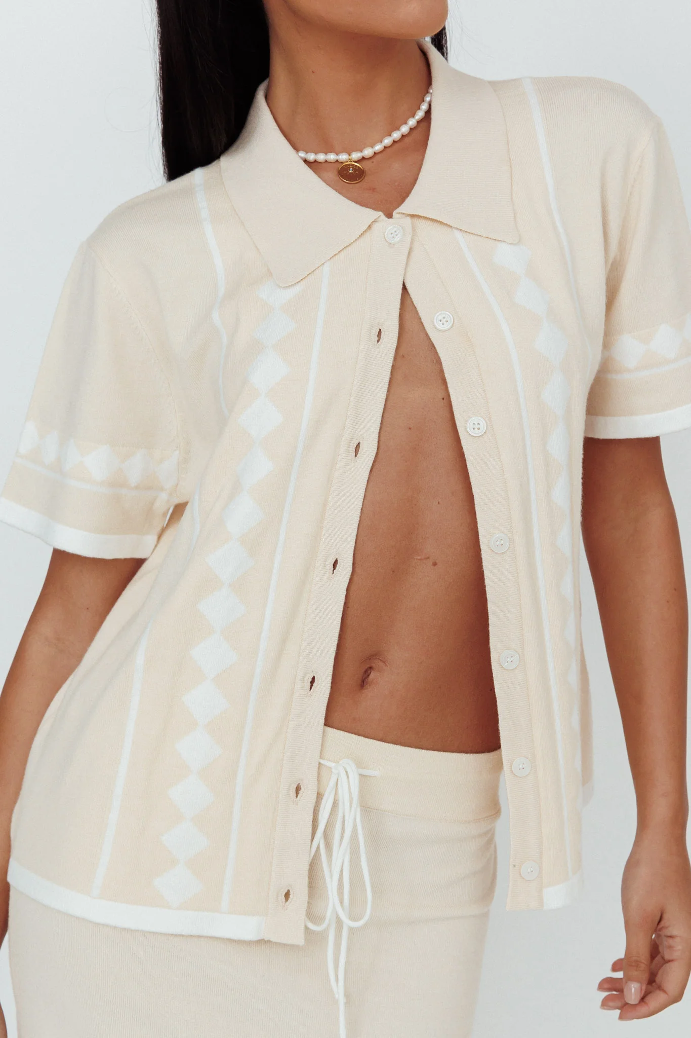 Amalfi Sun Knit Button-Up Shirt Sand - Image 4