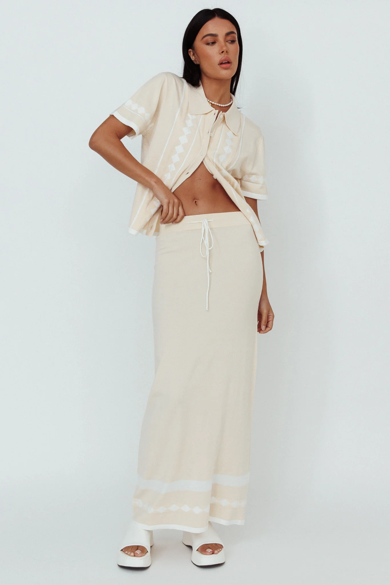 Amalfi Sun Knit Button-Up Shirt Sand - Image 5