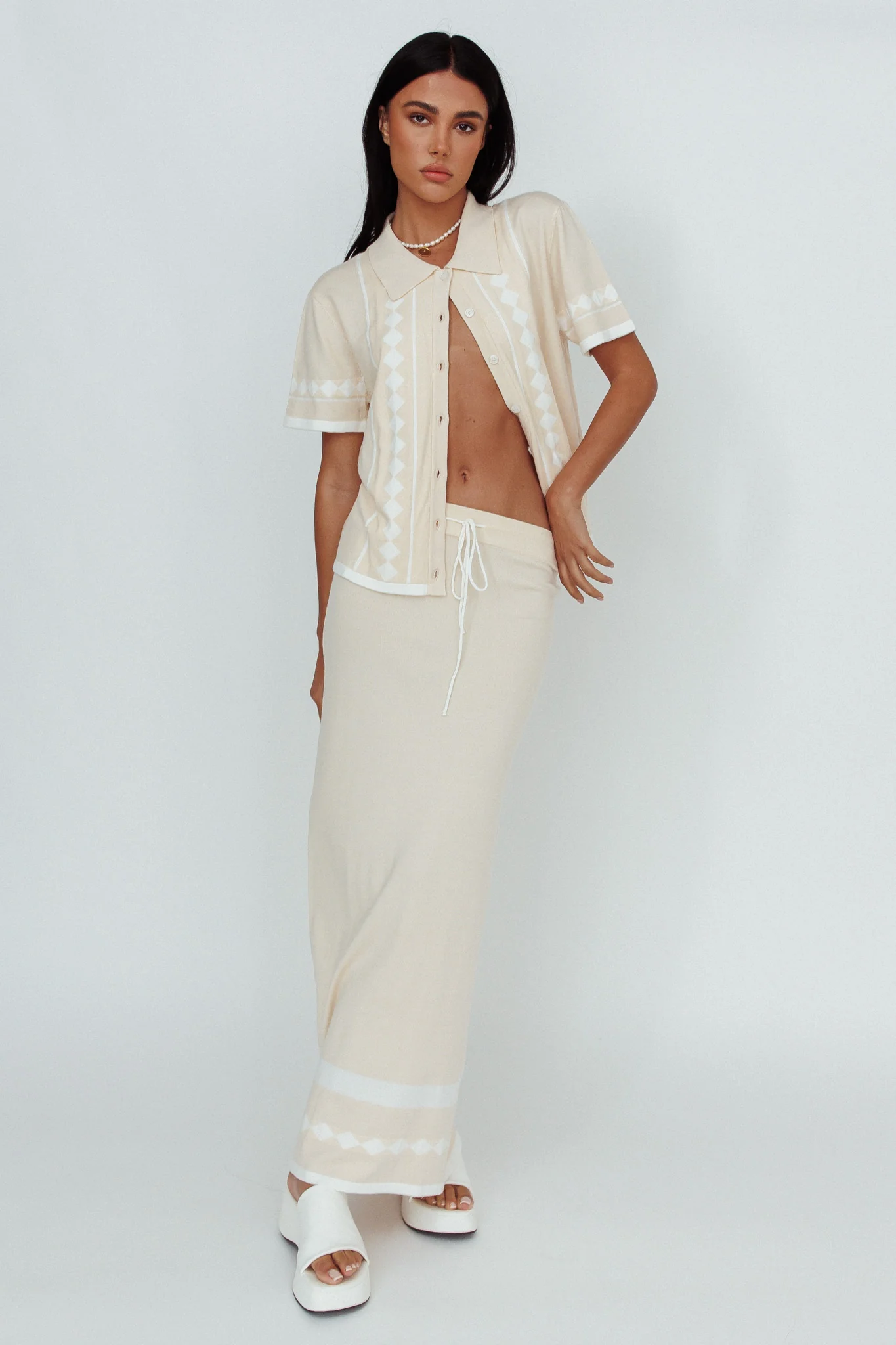Amalfi Sun Knit Button-Up Shirt Sand - Image 6