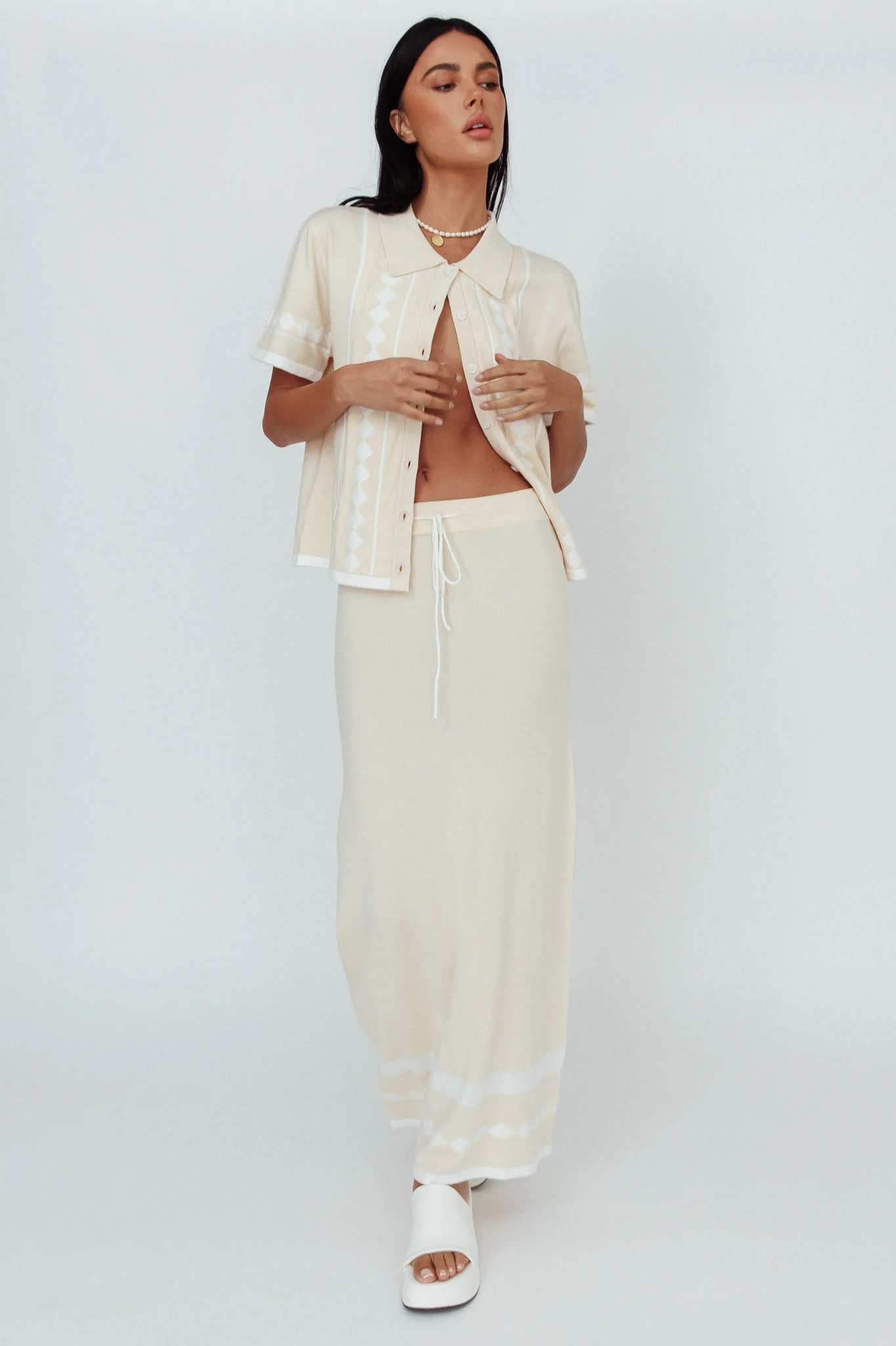 Amalfi Sun Knit Button-Up Shirt Sand - Image 7