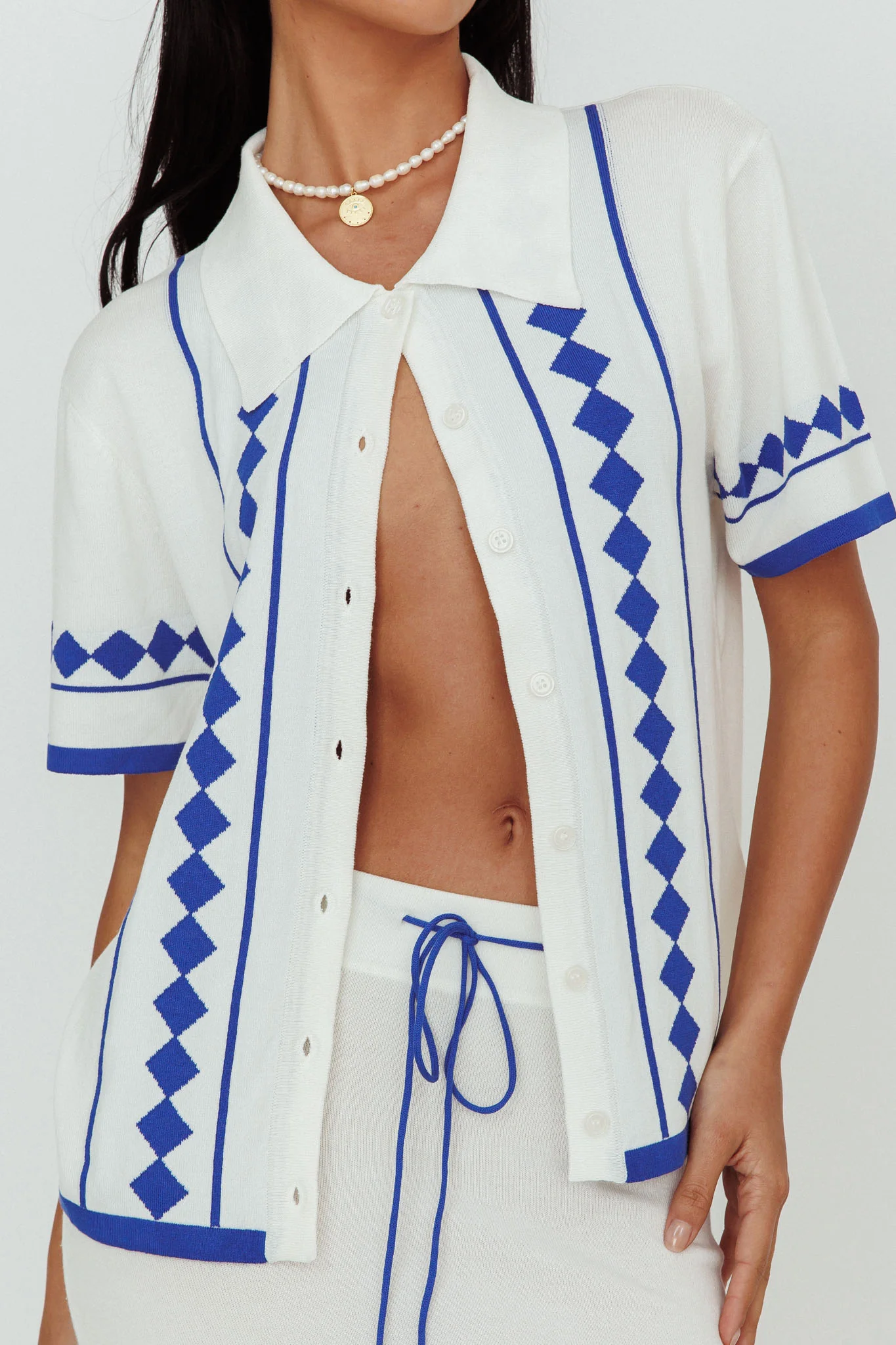 Amalfi Sun Knit Button-Up Shirt White - Image 4