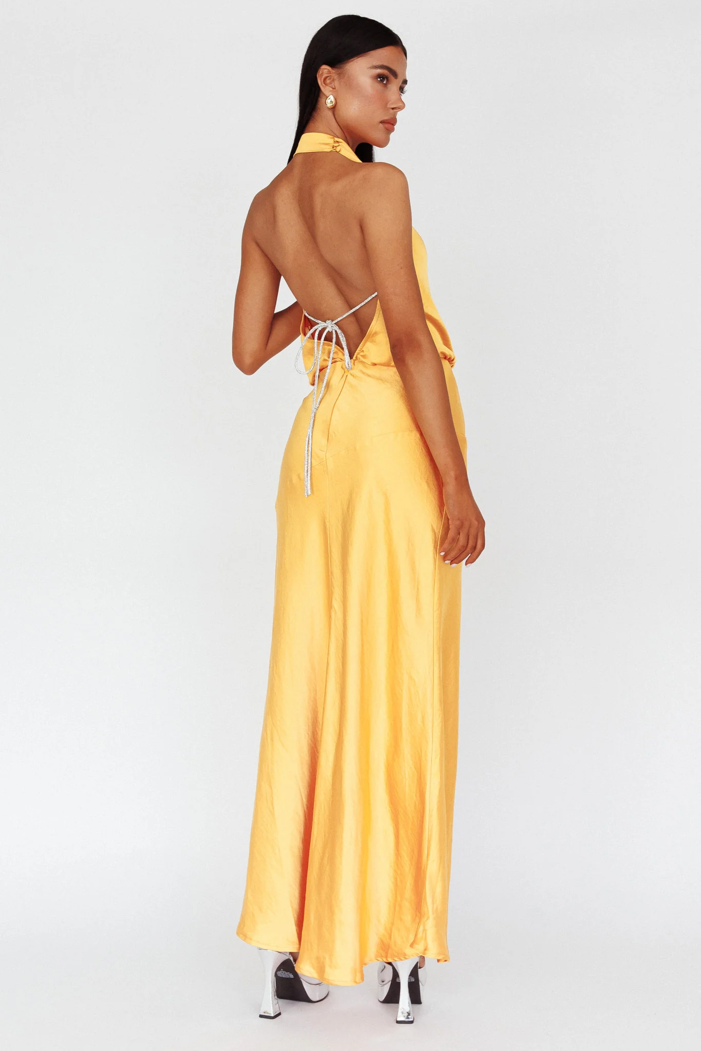 Amalfi Sunset Cowl Halterneck Maxi Dress Sun - Image 2