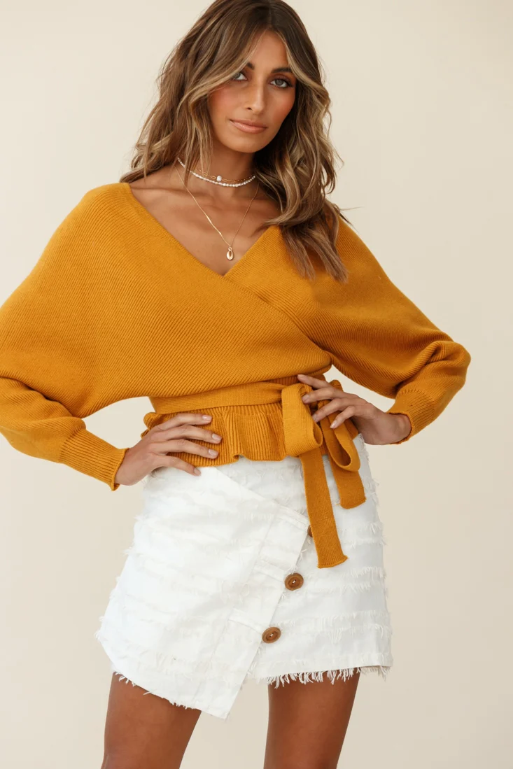 Amara Long Sleeve Knit Top Mustard - Image 3