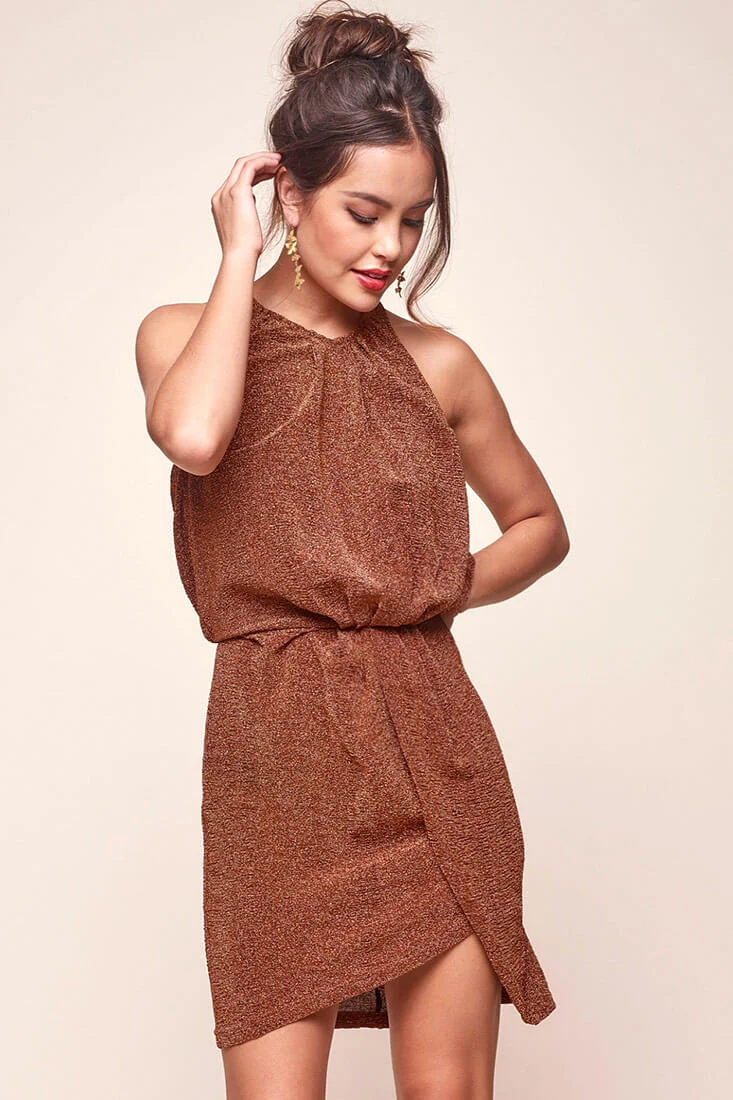 Amaya Shimmery Dress Rose Gold - Image 4