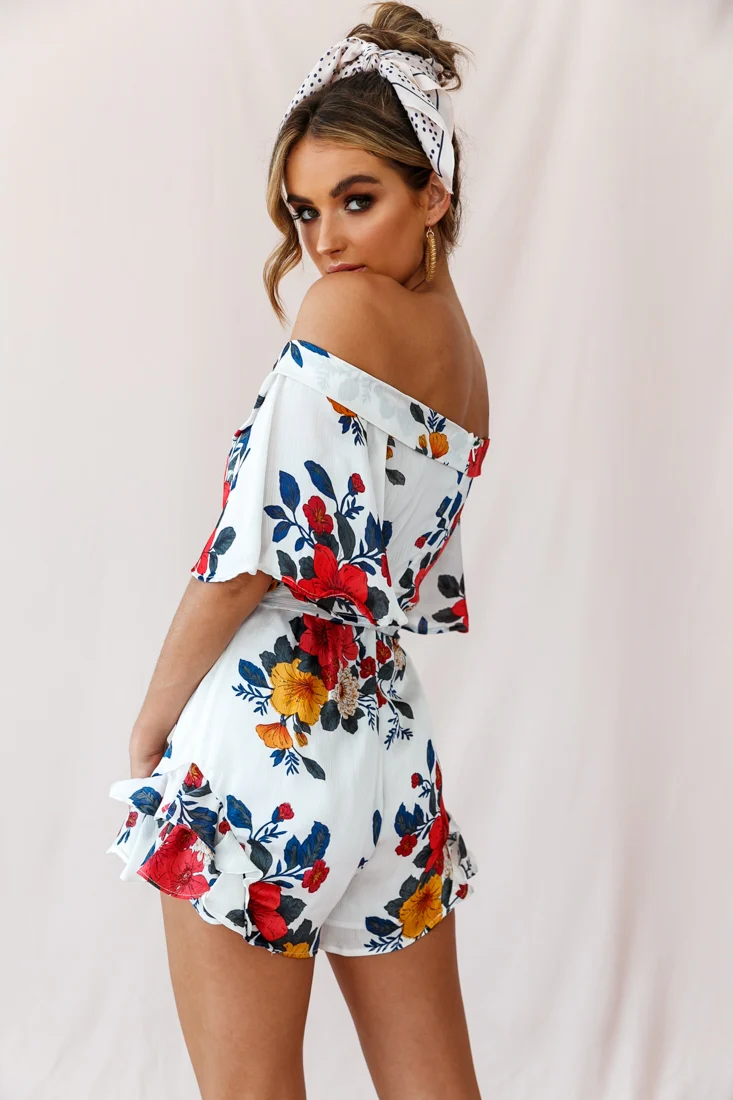 Ambrosia Off-Shoulder Floral Romper White - Image 4