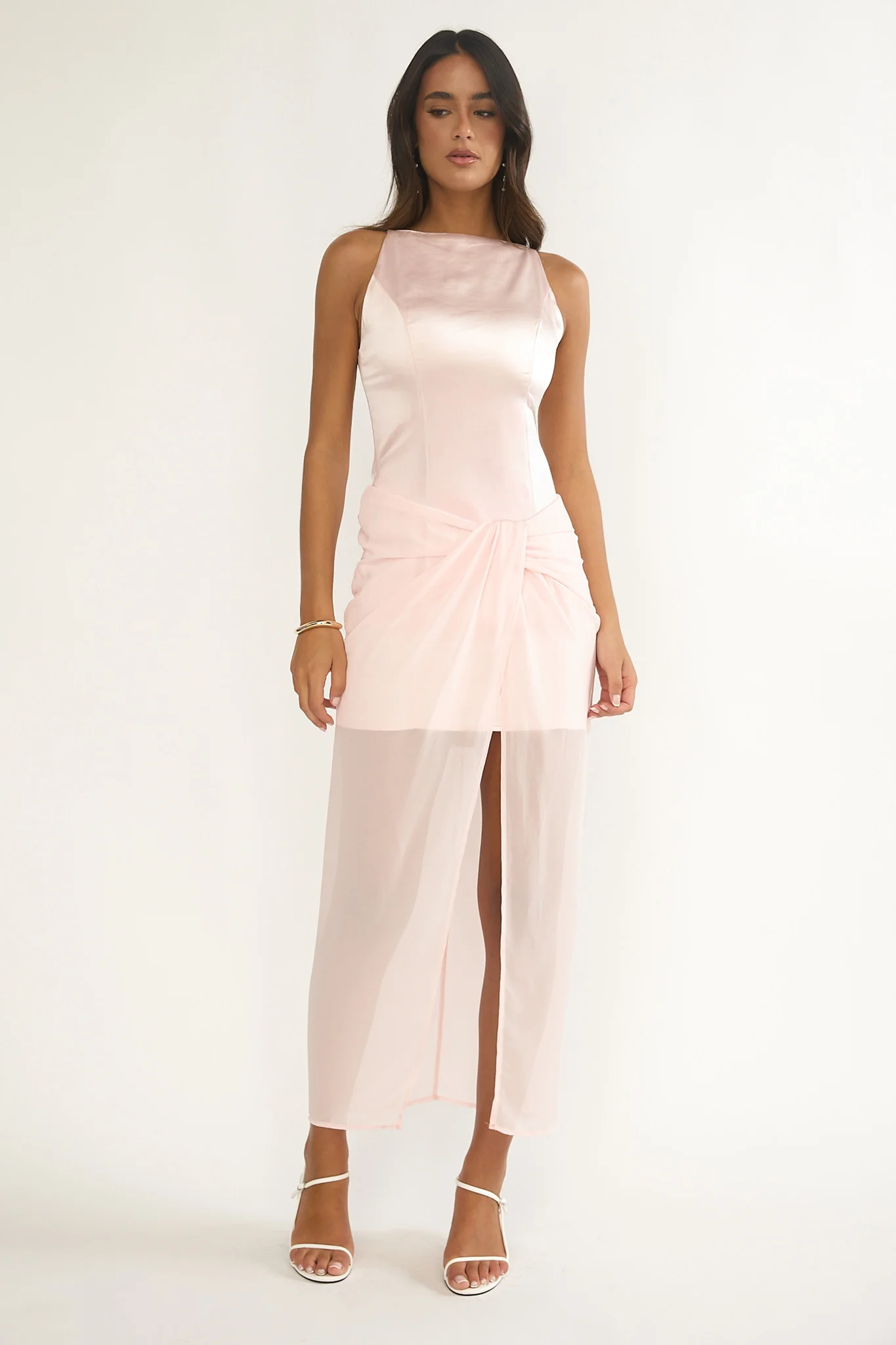 Amelisse Sheer Waist Wrap Maxi Dress Pink - Image 5