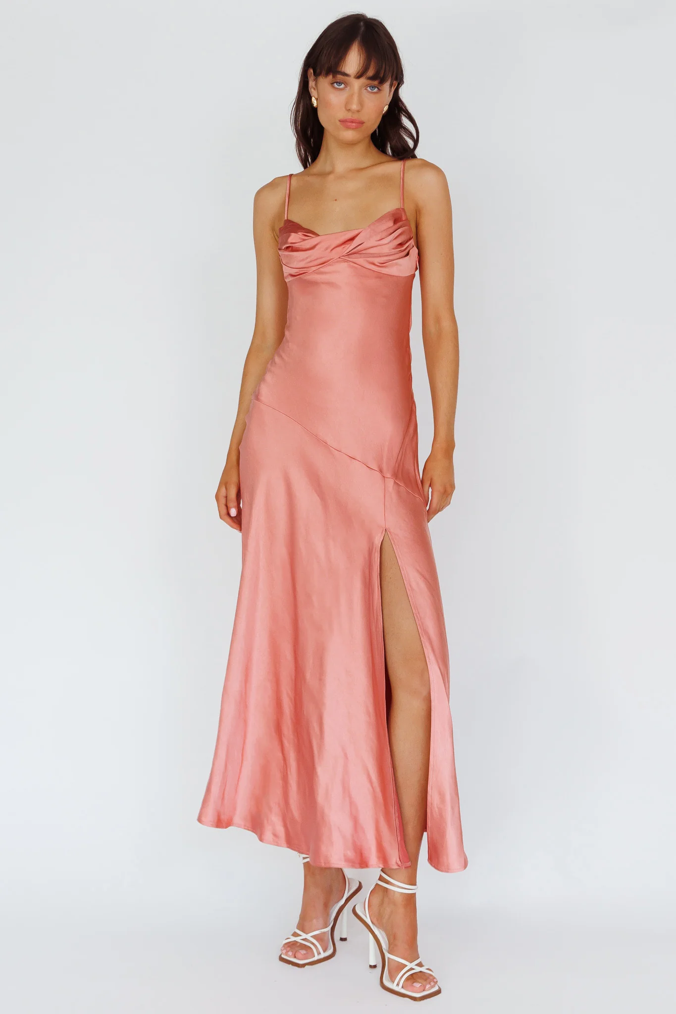 Amity Twist Bust Split Maxi Dress Rose - Image 3