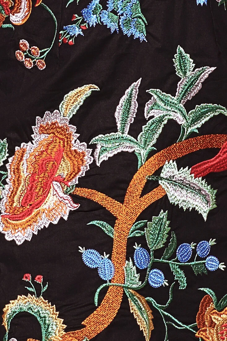 Ana Spaghetti Strap Floral Embroidered Dress Black - Image 8