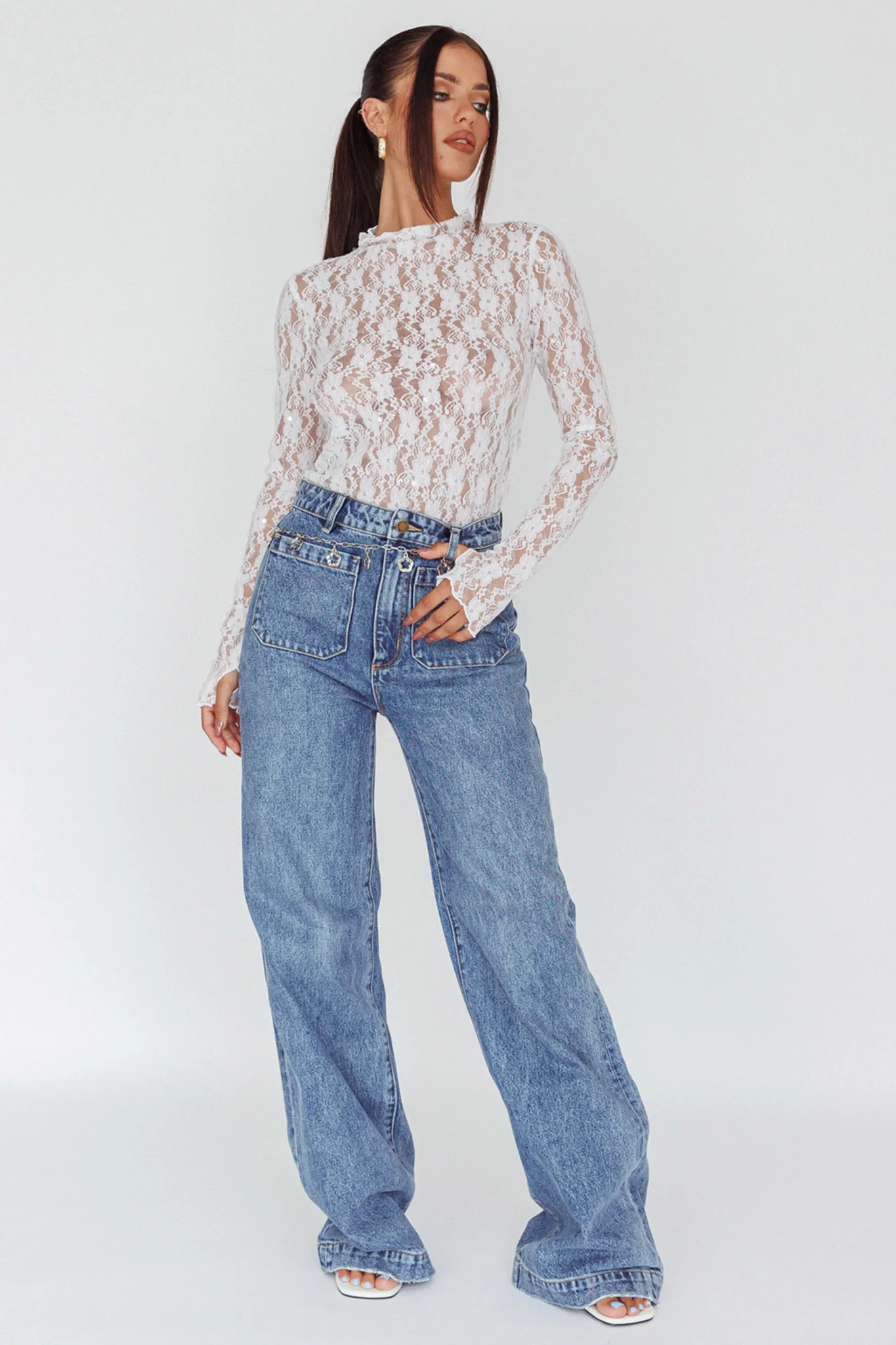 Angel Baby Long Sleeve Lace Top White - Image 3
