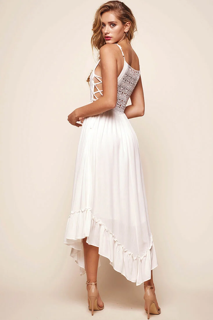 Angel Lace-up Maxi Dress White - Image 5