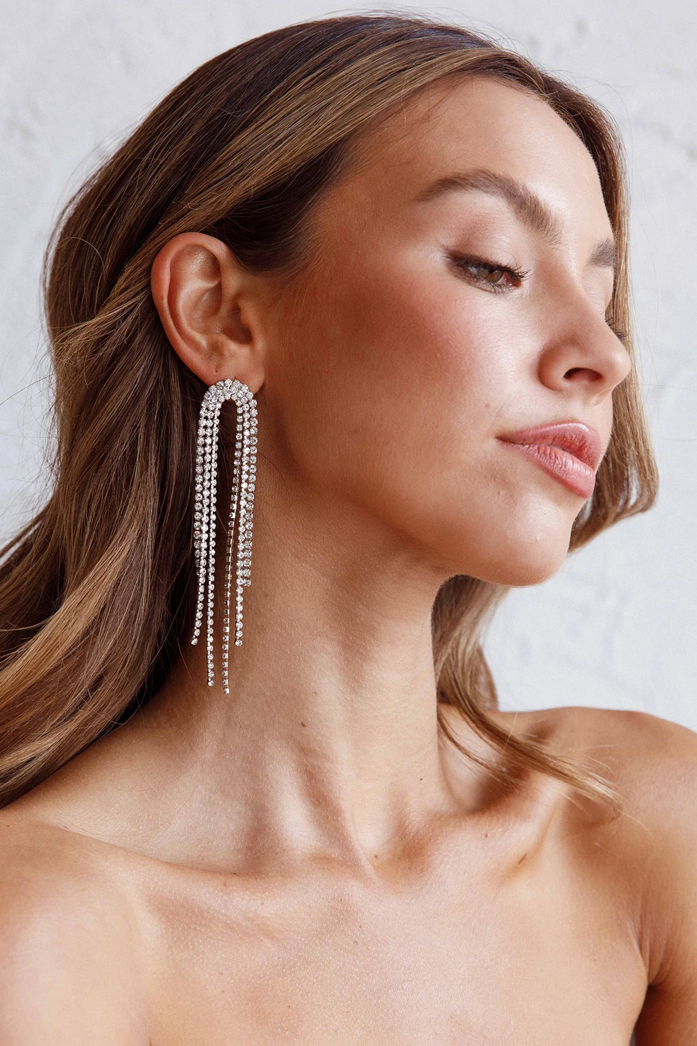 Angela Diamante Drop Earrings Silver - Image 3