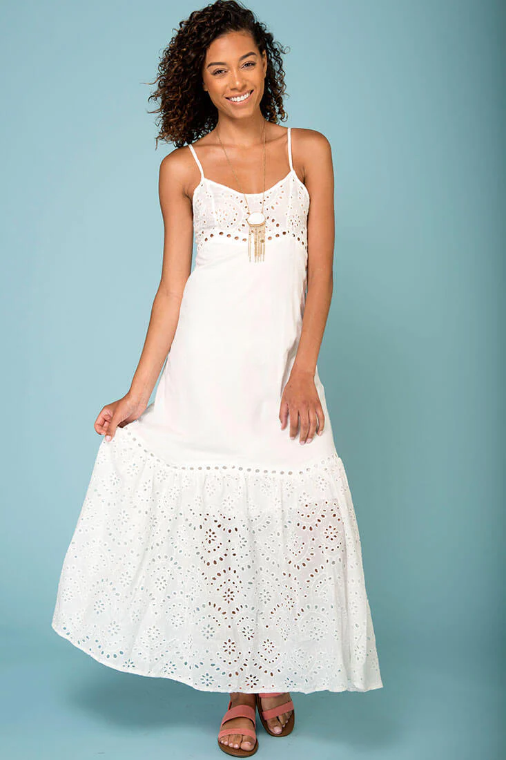 Angeline Thin Strap Maxi Dress White - Image 2