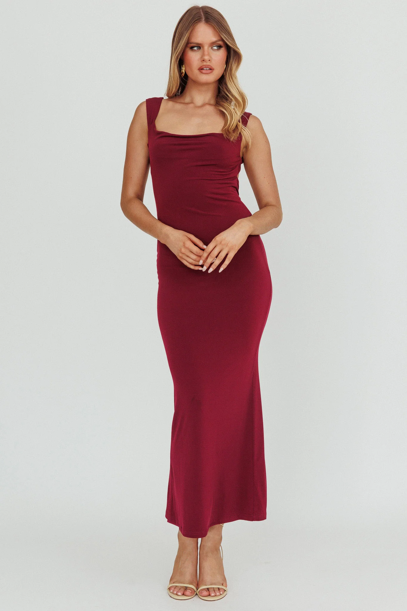 Annabel Bodycon Maxi Dress Wine - Image 2