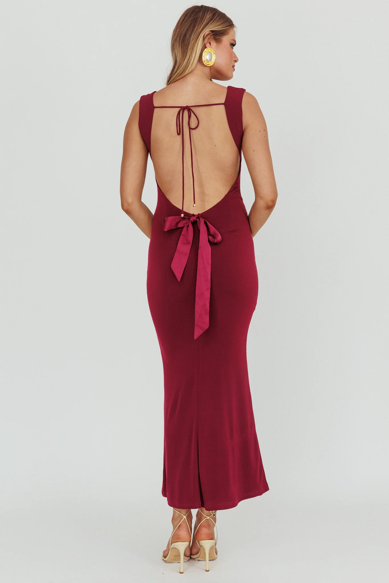 Annabel Bodycon Maxi Dress Wine - Image 3