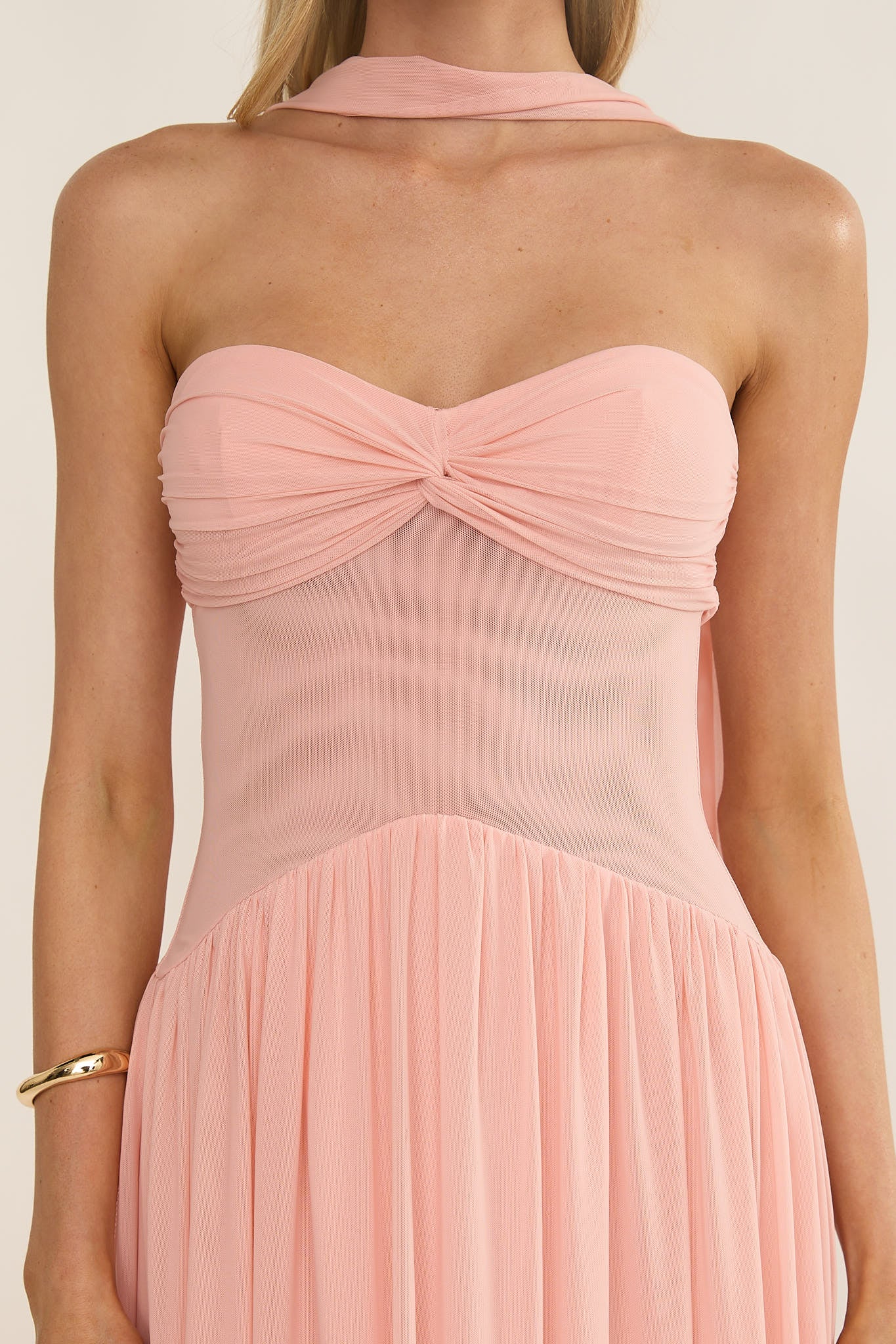Annita Sheer Waist Maxi Dress Blush - Image 3