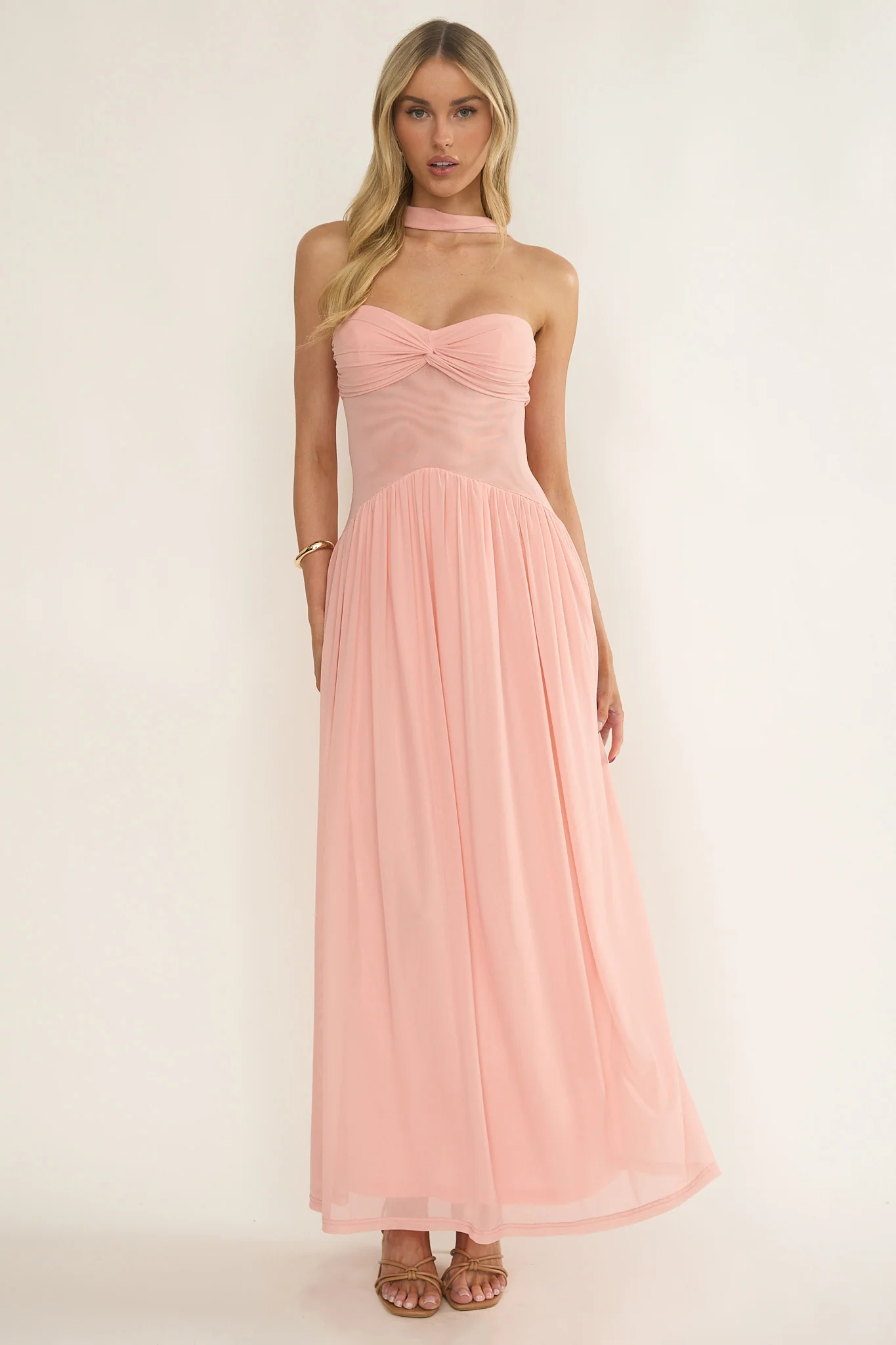 Annita Sheer Waist Maxi Dress Blush - Image 4