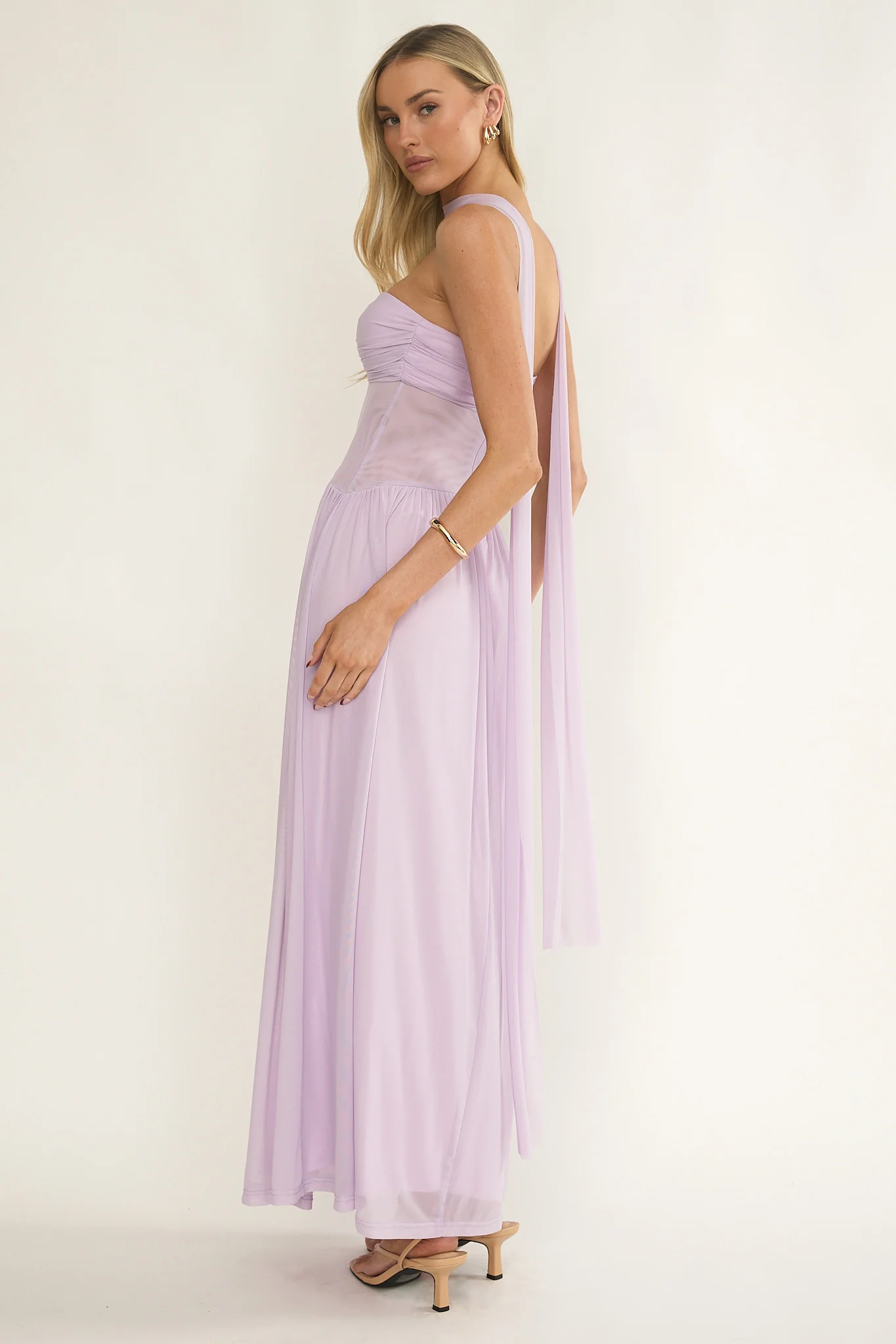 Annita Sheer Waist Maxi Dress Lilac - Image 3
