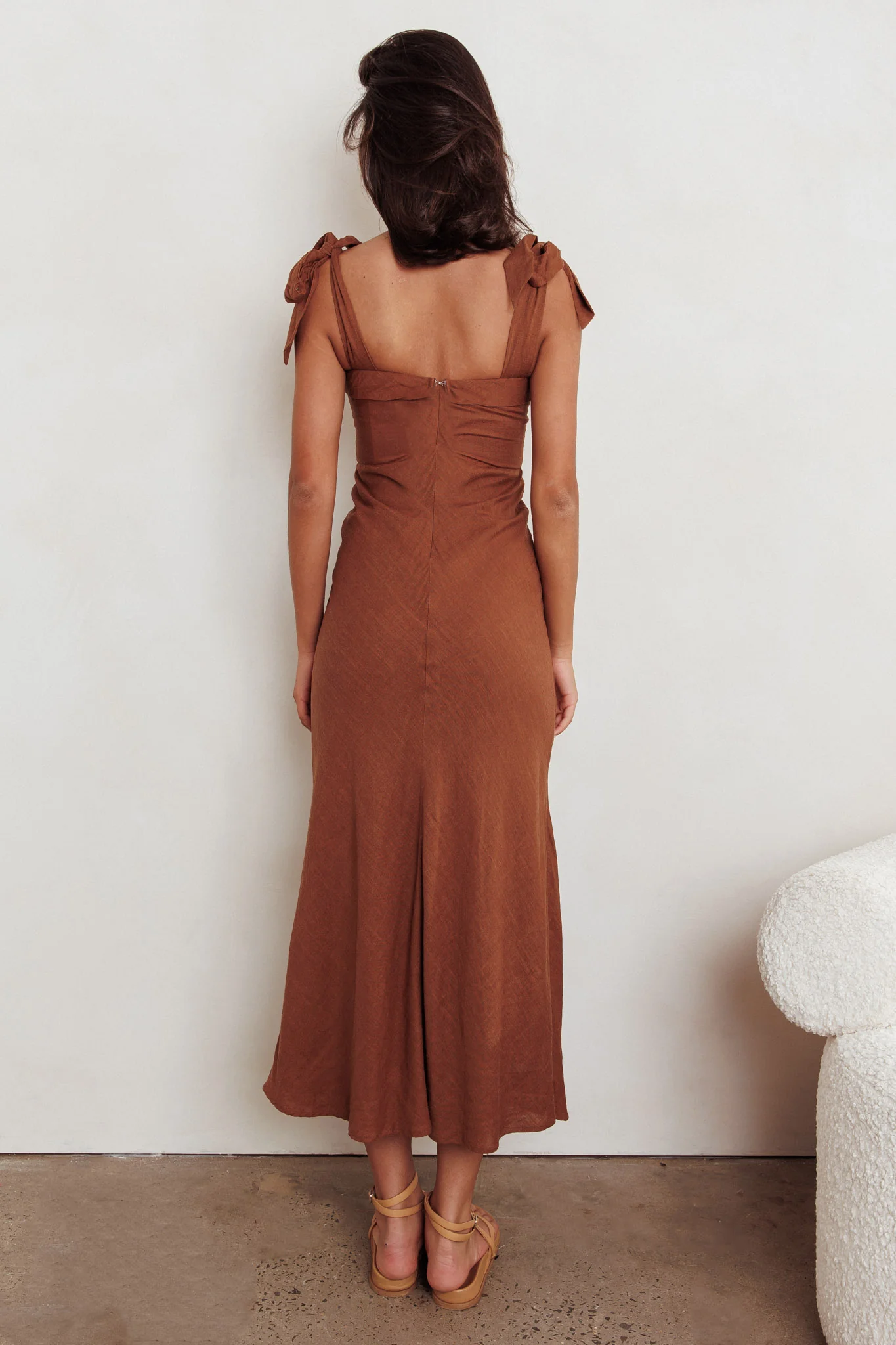 Appreciate You Tied Shoulder Maxi Dress Chocolate - Image 2