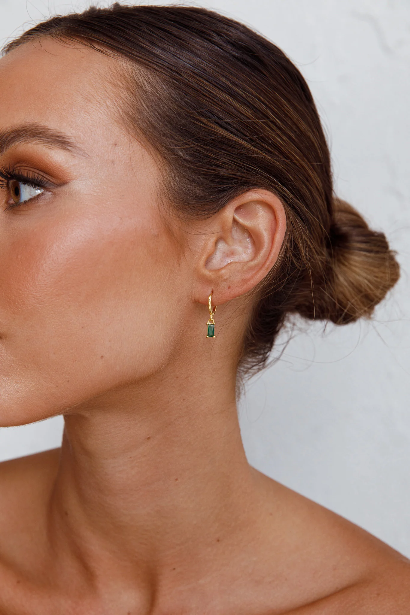 April Diamante Drop Hoop Earrings Teal - Image 2