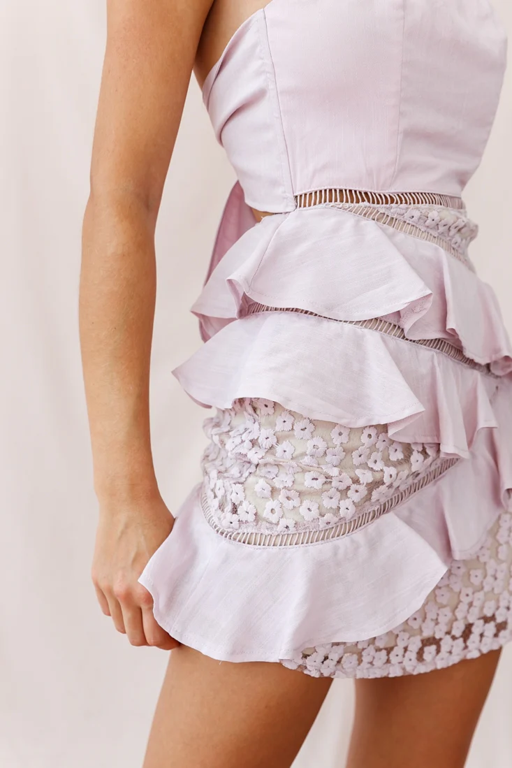 Aramis Strapless Lace & Ruffle Detail Dress Blush - Image 4