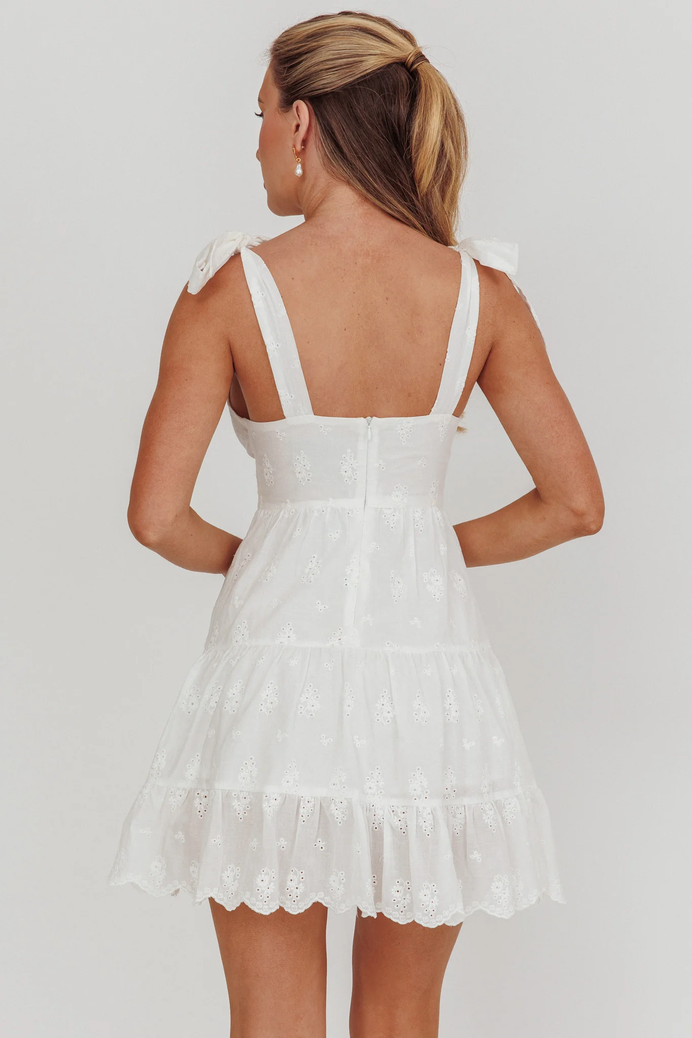 Ardent Tied Shoulder Mini Dress White - Image 5