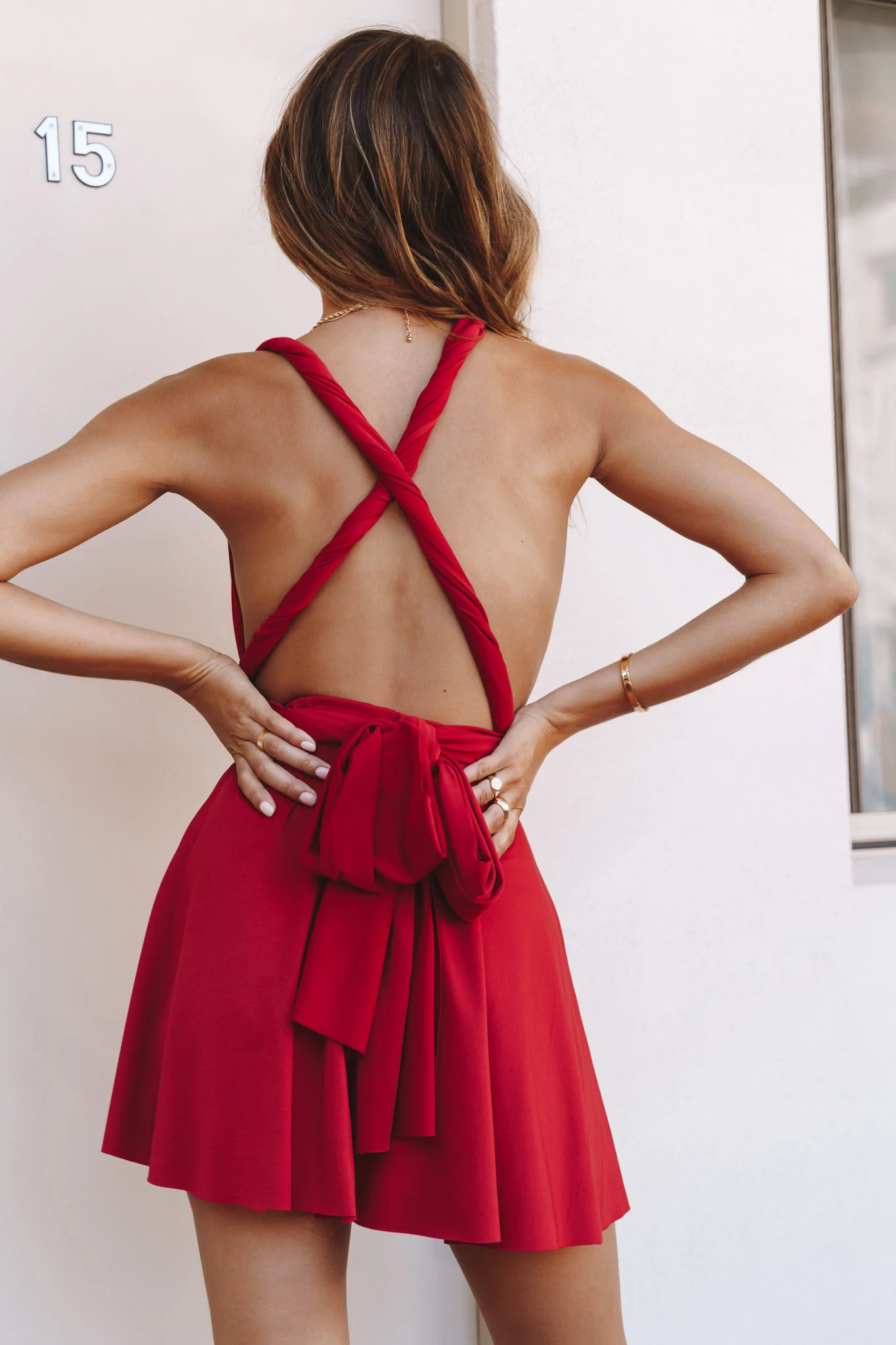 Ariana Multiway Mini Dress Red - Image 2