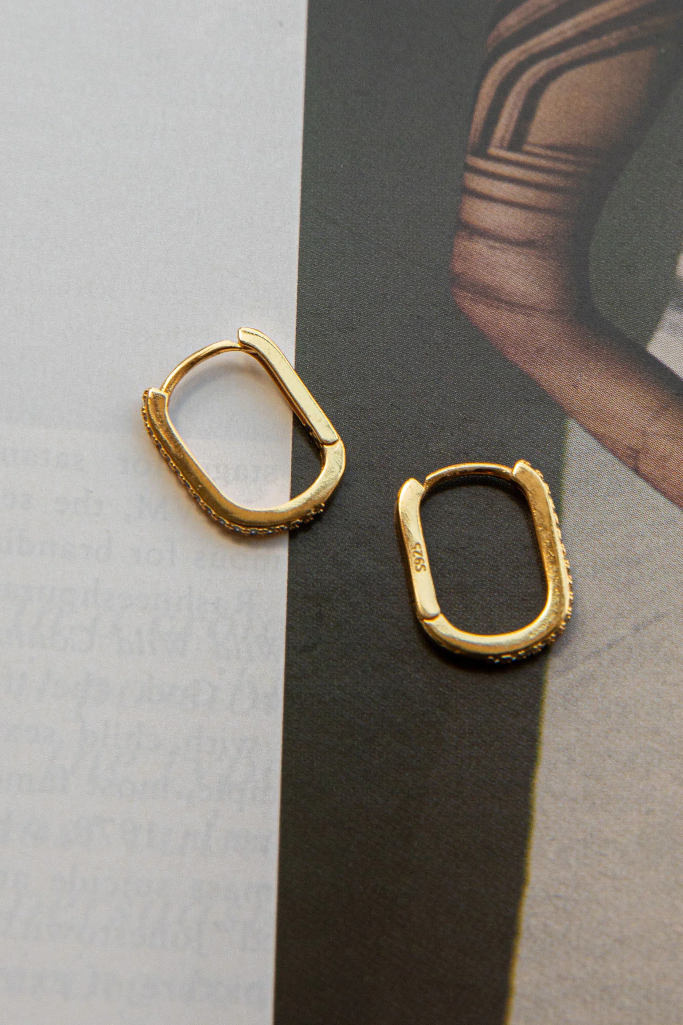 Ark Diamante Hoop Earrings Gold - Image 3
